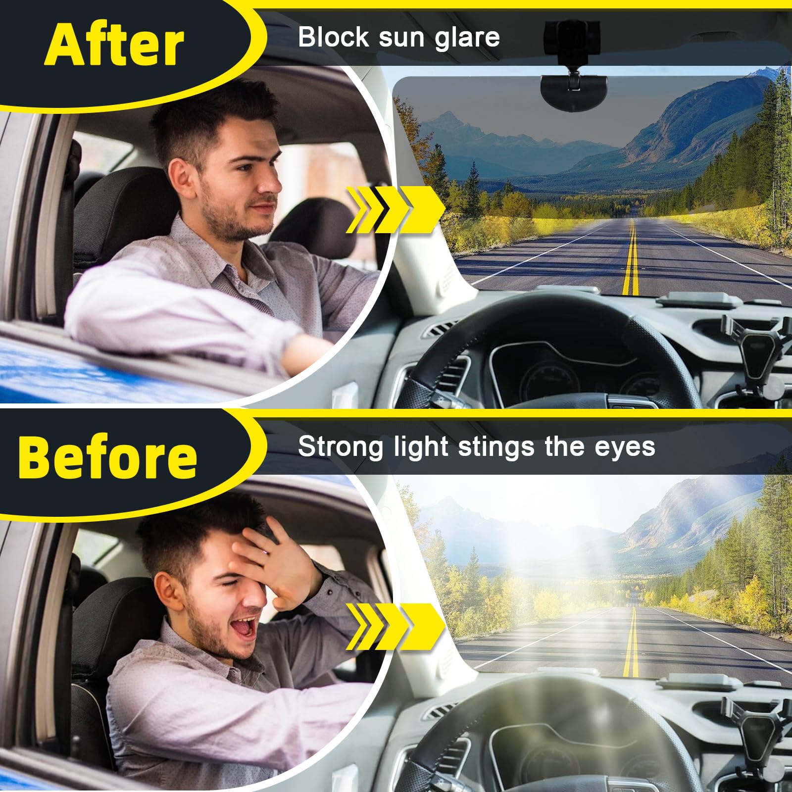 DOOUBAO Sun Visor for Truck, Sun Visor Extender for Car Easy to Install, UV400 Anti-Glare Protects from Glare, UV Rays, Snow Bli