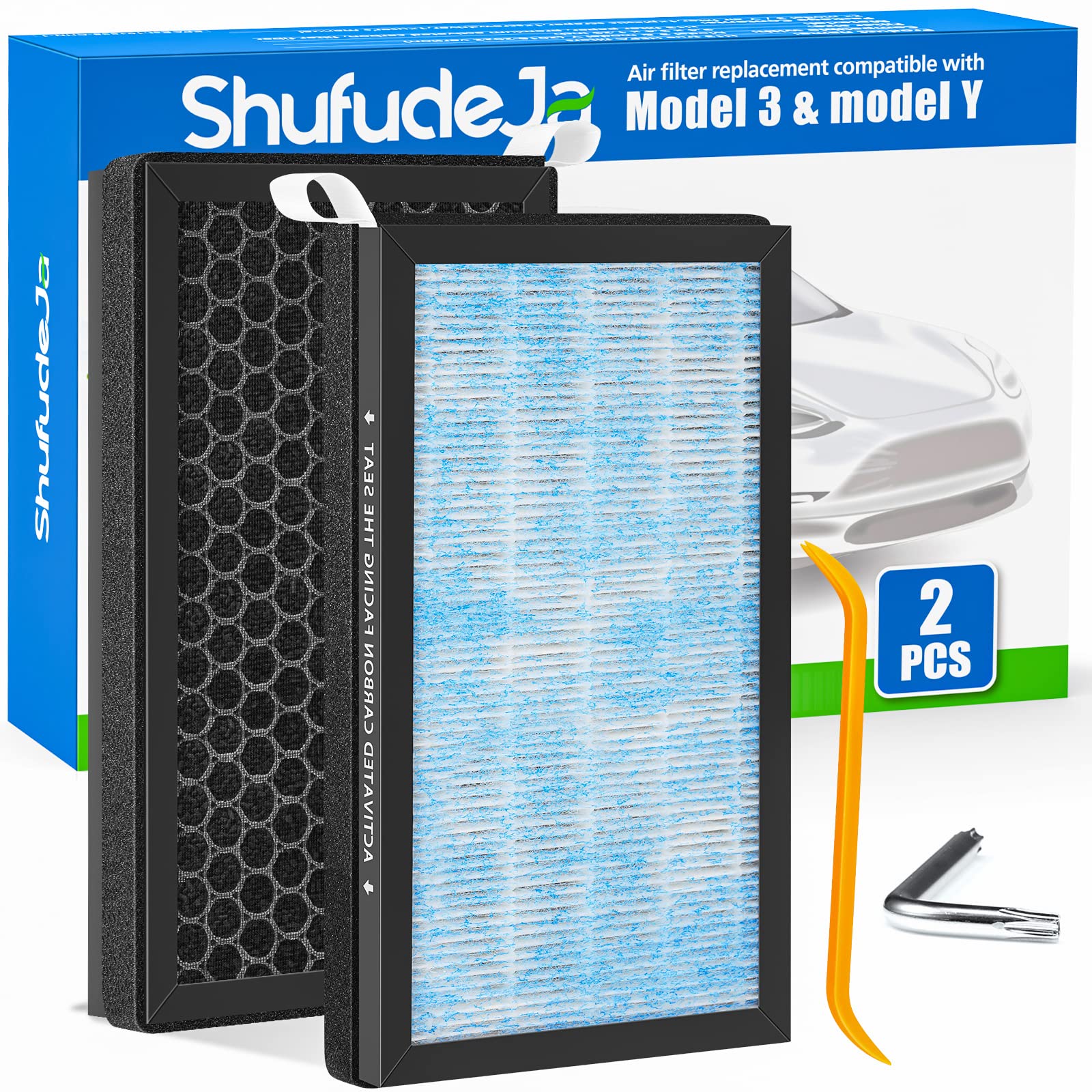 Tesla Model 3 Air Filter, Tesla Air Conditional Replacement Cabin Air Filter Compatible With Tesla Model 3 Model Y Accessories 2016 To 2023 (2 Pack)