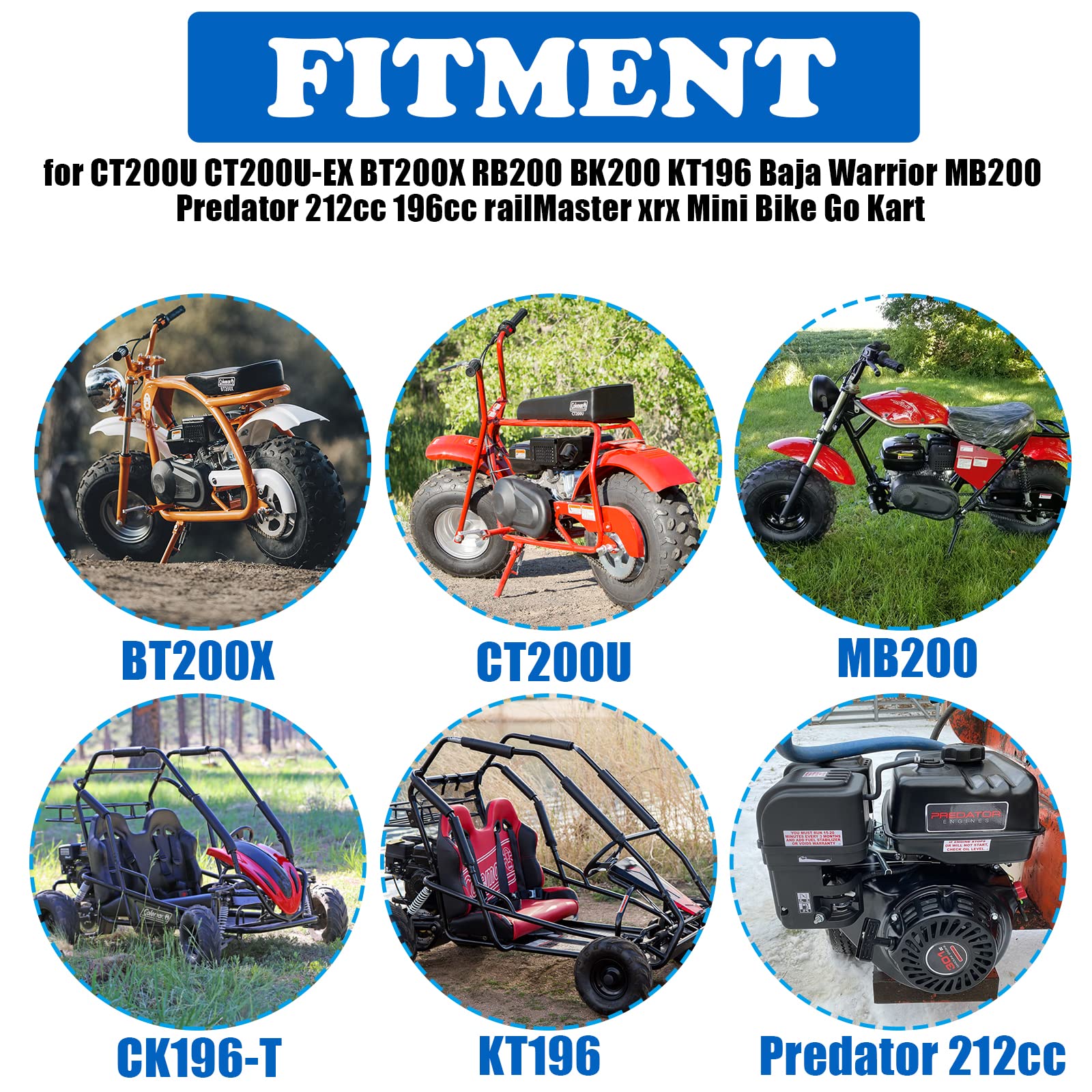 Carburetor W/Main Jet Kit Upgraded Carb For Coleman Bt200X Ct200U Trail Ct200U-Ex Ct200U-Exr Mini Bikes Go-Kart Baja Warrior Mb1