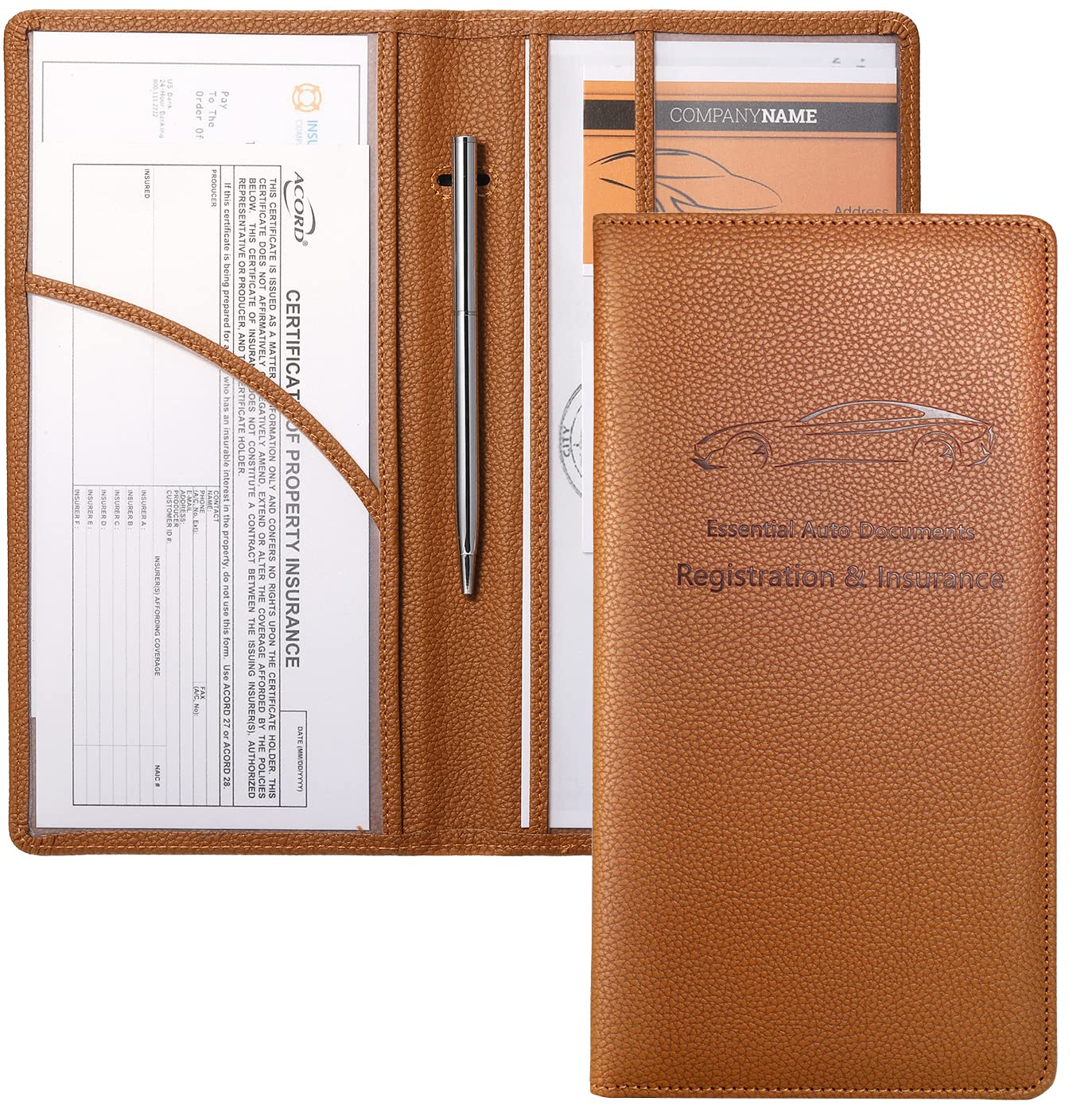 Yarnic Car Registration and Insurance Holder, Car Document Holder with Magnetic Closure, Car Organizer Vehicle Glove Box Compart