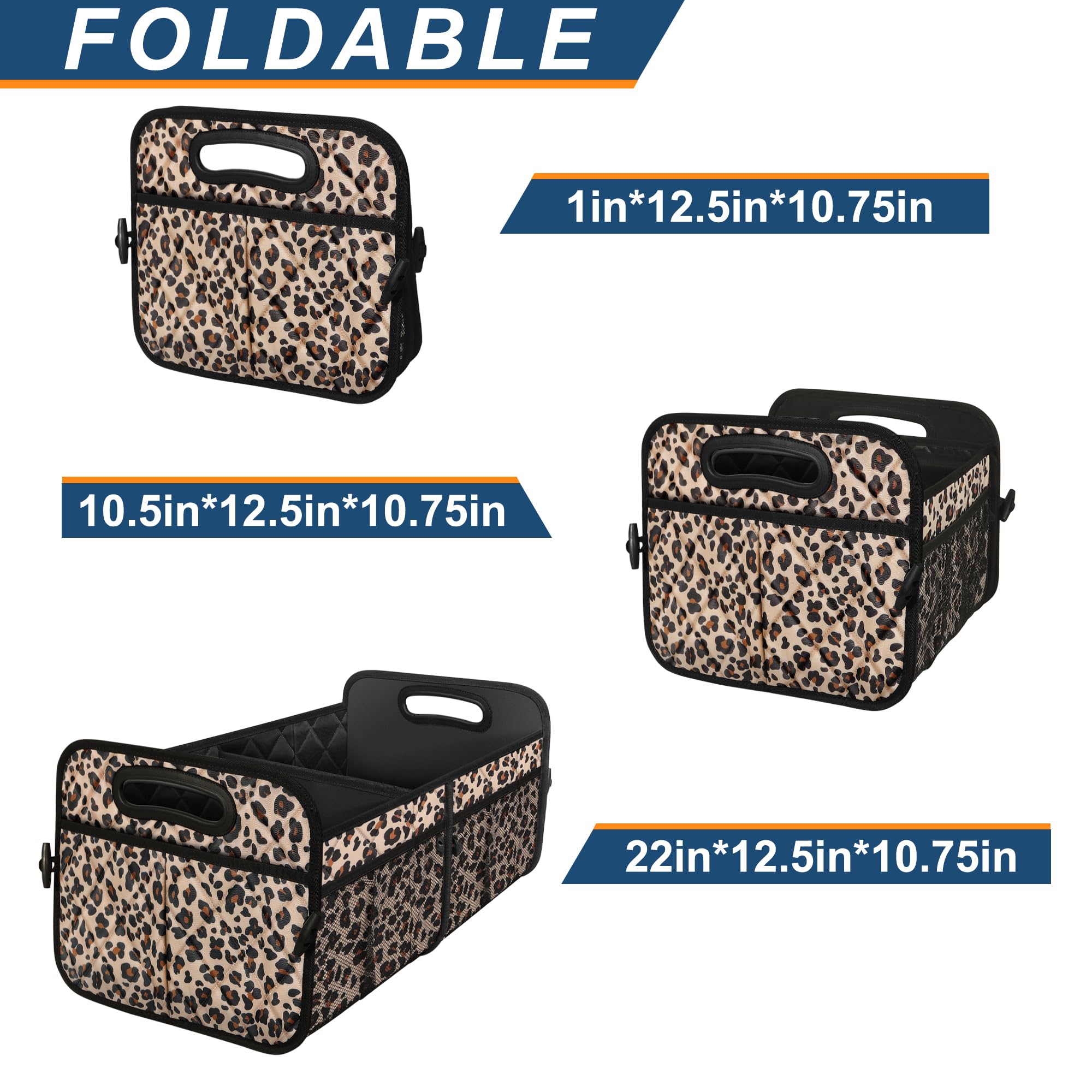 Deosk Trunk Organizer for Car, Collapsible Car Organziers and Storage with 6 Pockets, 50L Multi-Compartment Car Trunk Organzier,