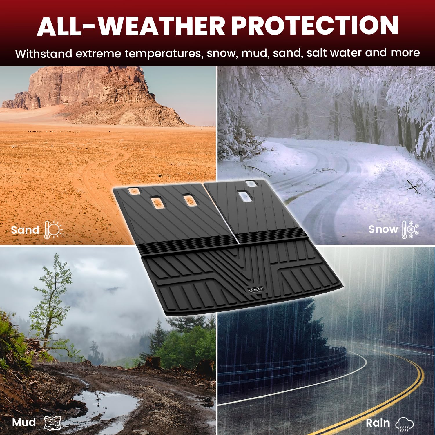 Lasfit Trunk Mat With Backrest Mat For Honda Pilot 2016-2023 2024 2025, All Weather Tpe Custom Fit Pilot Cargo Mat Cargo Liner C