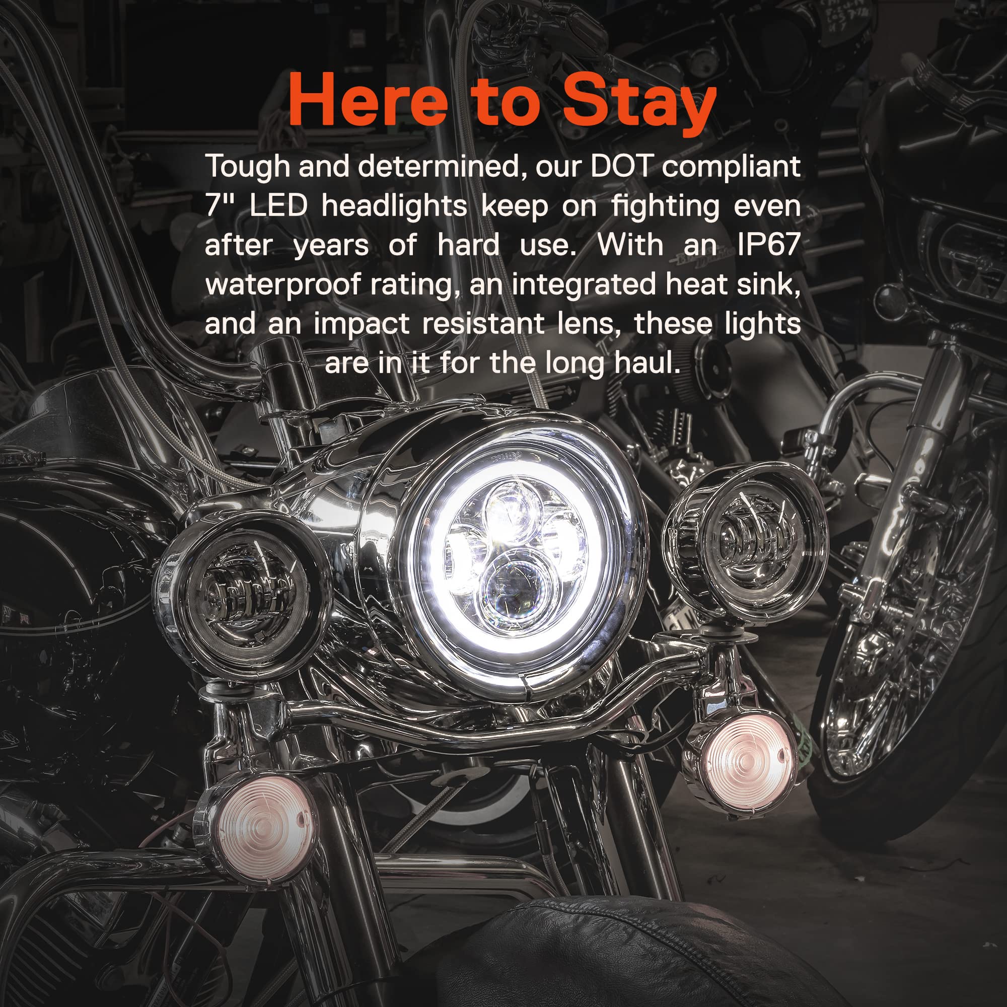 TRUE MODS 7' LED Headlight for Harley Davidson + Mounting Bracket [Chrome-Finish] [HALO DRL] [4500 Lumen] [H4 Converter Plug n Play] Touring Dyna Electra Glide Road King Softail Fatboy Road Street