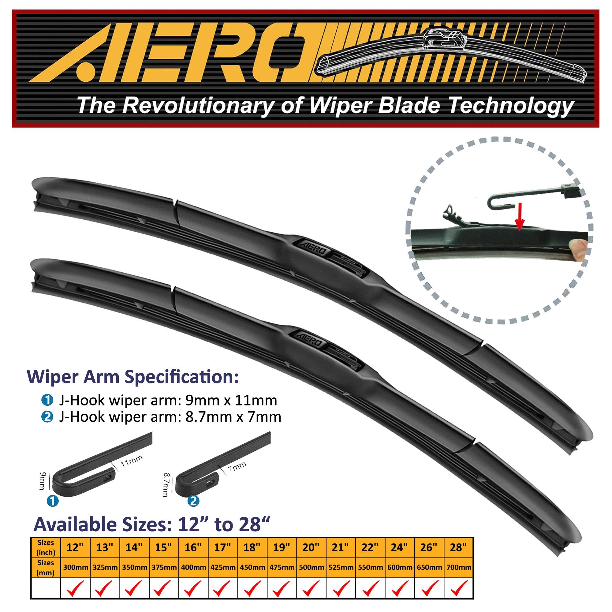 AERO Hybrid 20&quot; + 18&quot; Premium Quality All-Season Windshield Wiper Blades (Set of 2)