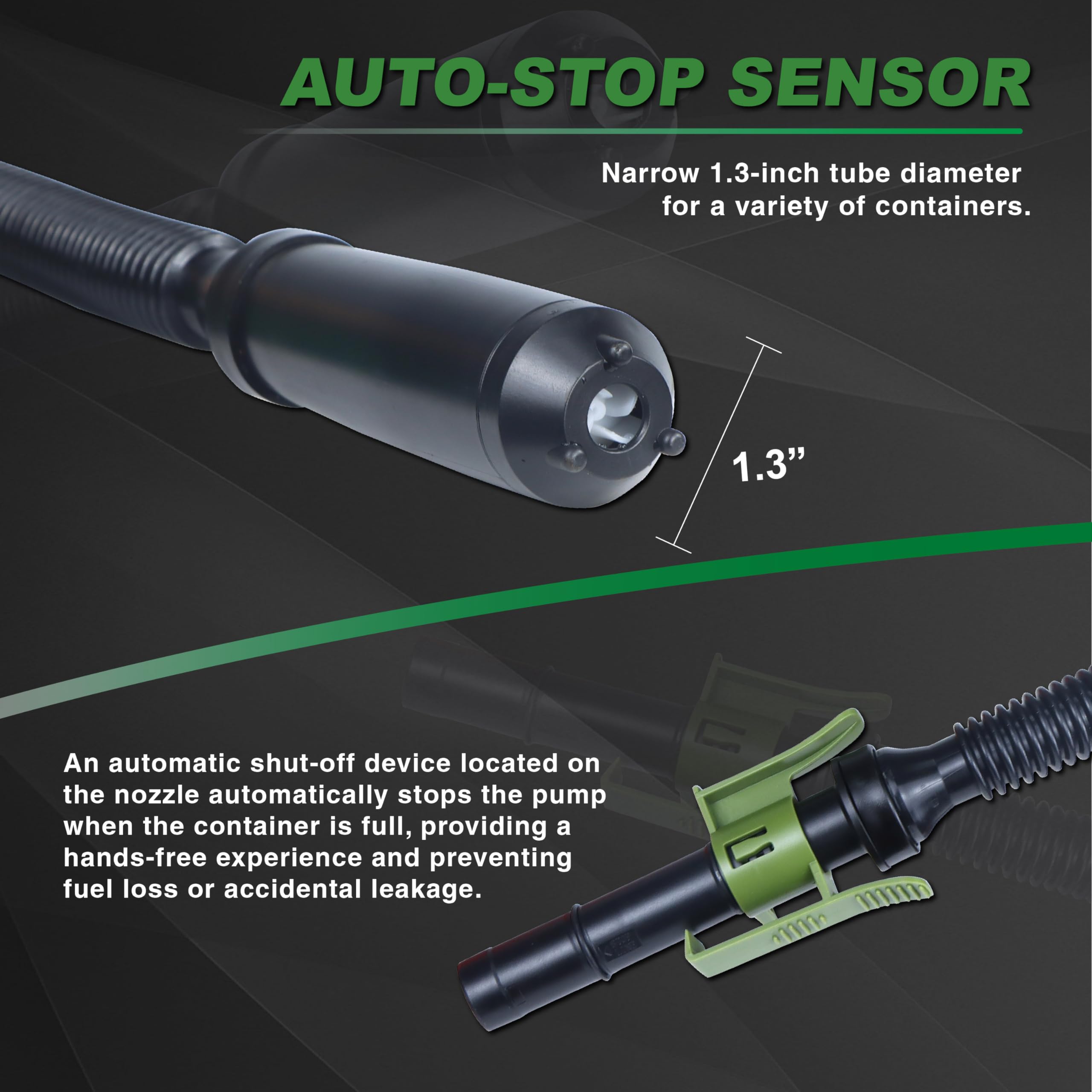 Aetleemo Automatic Fuel Transfer Pump With Auto-Stop Sensor(2.4 Gpm), Flexible Intake Hose Fits Most Irregular Gas Cans For Gaso