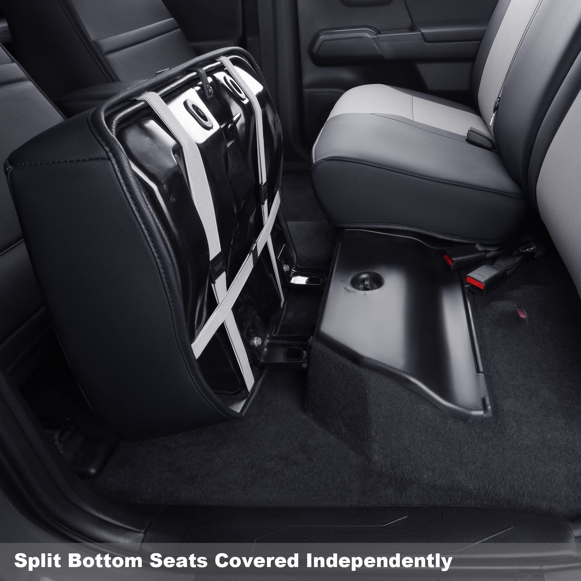 Luckyman Club Tacoma Custom Fit Seat Covers For 2016-2023 Tacoma Crew Cab With Faux Leather (Black & Gray)