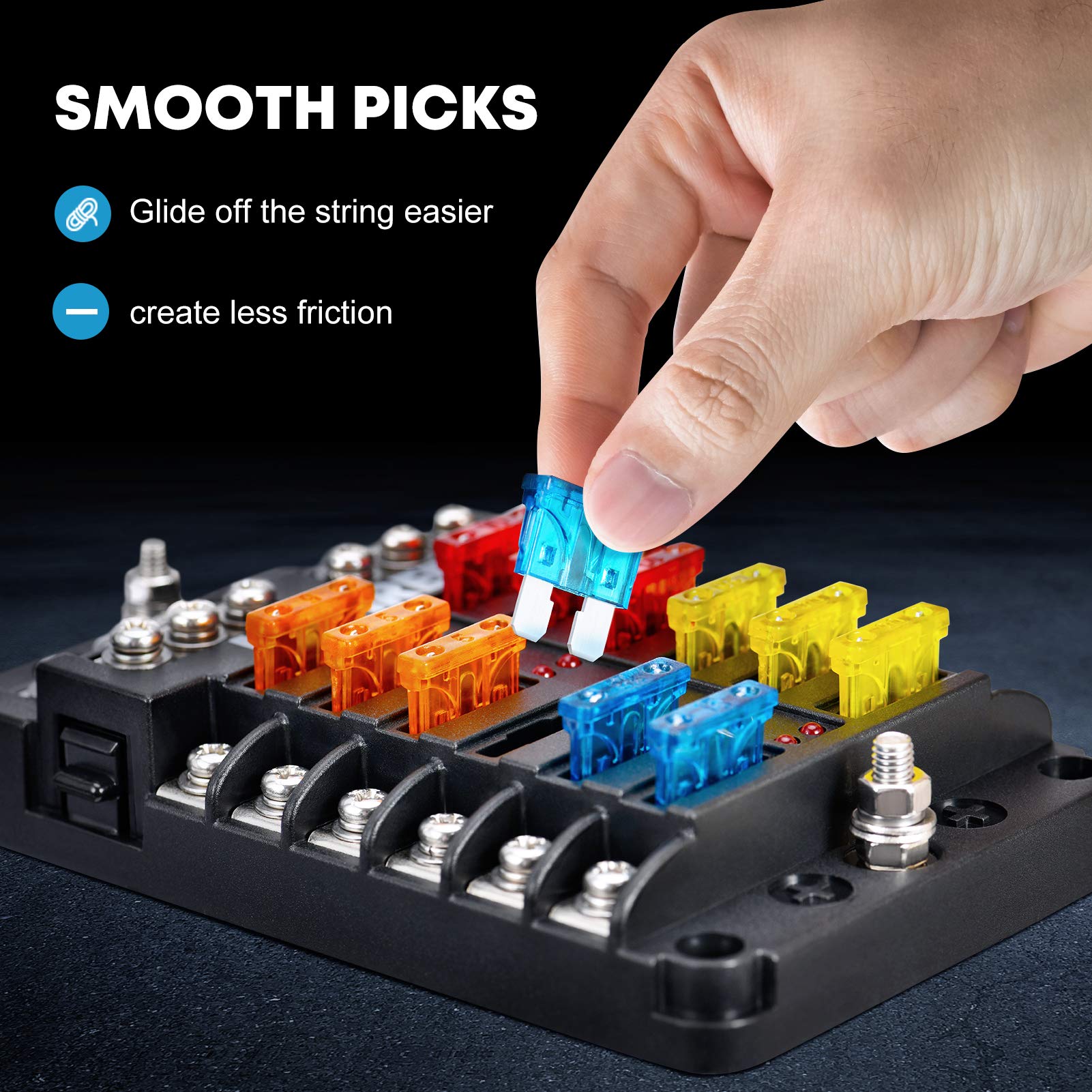 Kohree 12 Way 12V Fuse Block Marine, Boat Fuse Block Waterproof With Led Indicator, 30Pcs Fuses 5A 7.5A 10A 15A 20A 25A, Automot