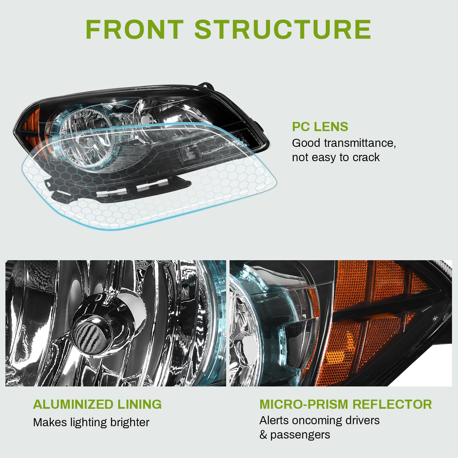 Autosaver88 Headlights Assembly Compatible With 08 09 10 11 12 2008 2009 2010 2011 2012 Chevy Malibu 2008-2012 08-12 Headlamps P