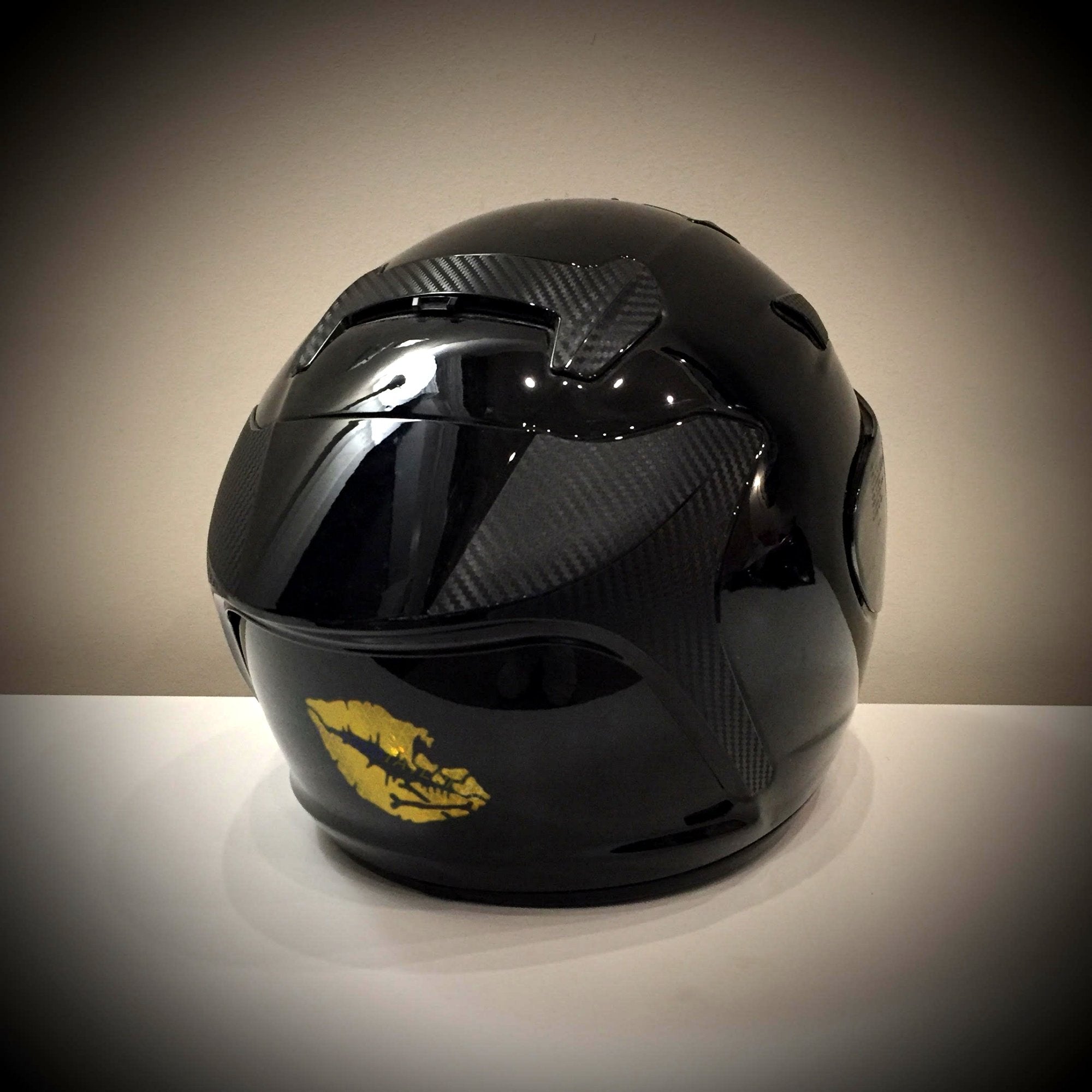 Customtaylor33 High Intensity Reflective Vinyl Death Kiss Skull Crossbones Lips Decal Bumper Sticker - Cars, Motorcycles, Helmets, Wind Screens, Laptops, Cellphones, (Yellow, 12 Inch Wide)