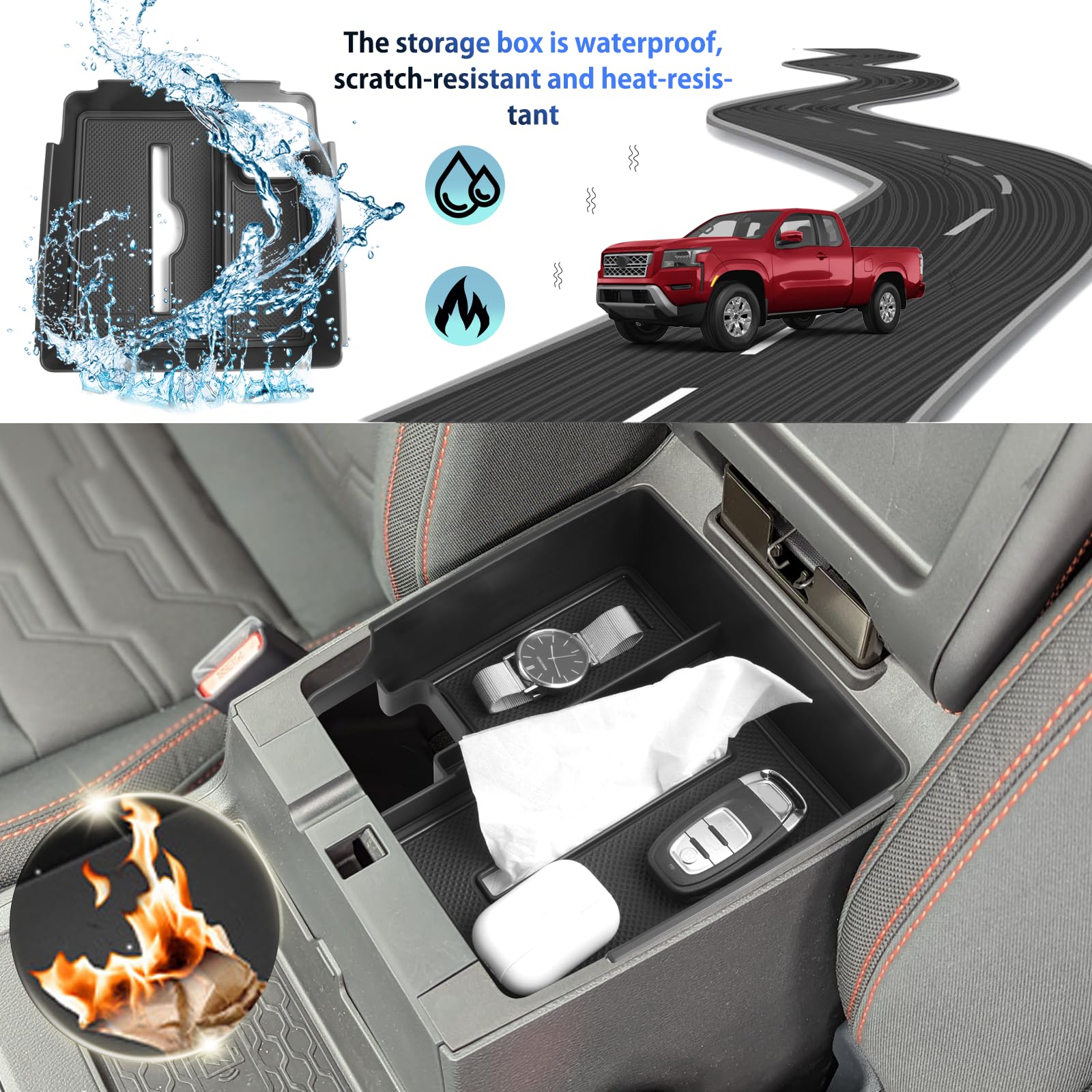 Shaohao For 2024 2025 Nissan Frontier Center Console Organizer Tray Fit For 2022 2023 2024 2025 Nissan Frontier Accessories Fron