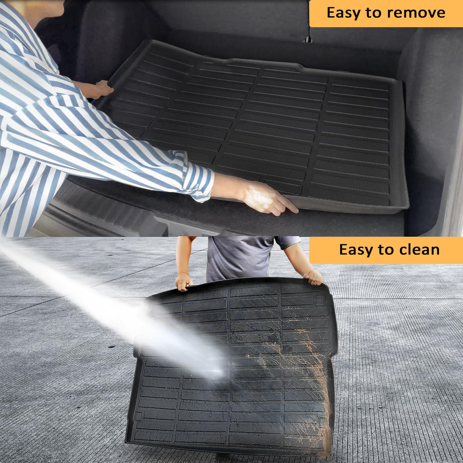 GINOWY-Cargo Liner for Honda HR-V 2023 2024 2025, All Weather 2024 HRV Trunk Mat Waterproof Cargo Mat HRV 2025 TPE Rubber Durabl