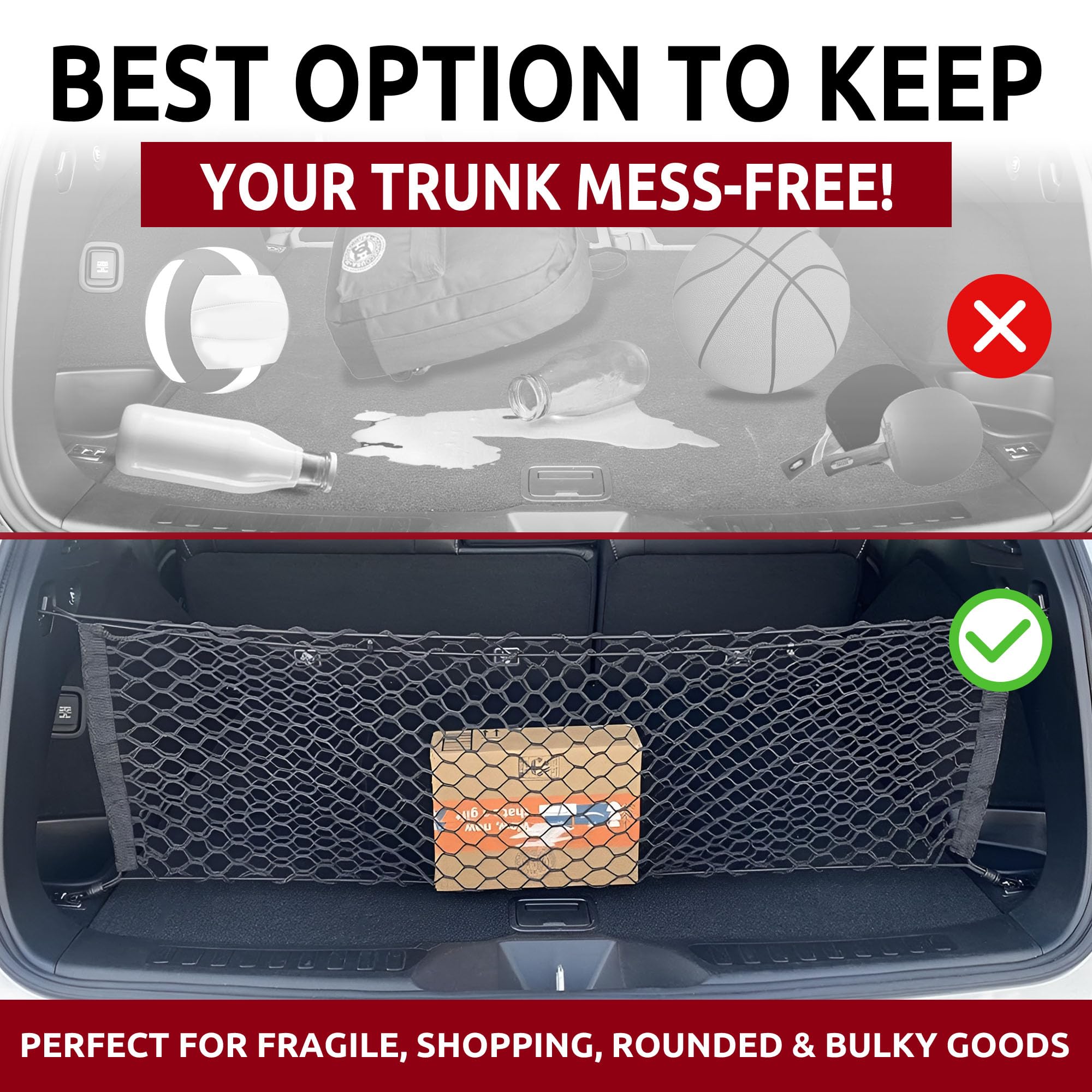 Envelope Style Automotive Elastic Trunk Mesh Cargo Net For Honda Passport Ex L Elite 2019-2024 - Premium Trunk Organizers And St
