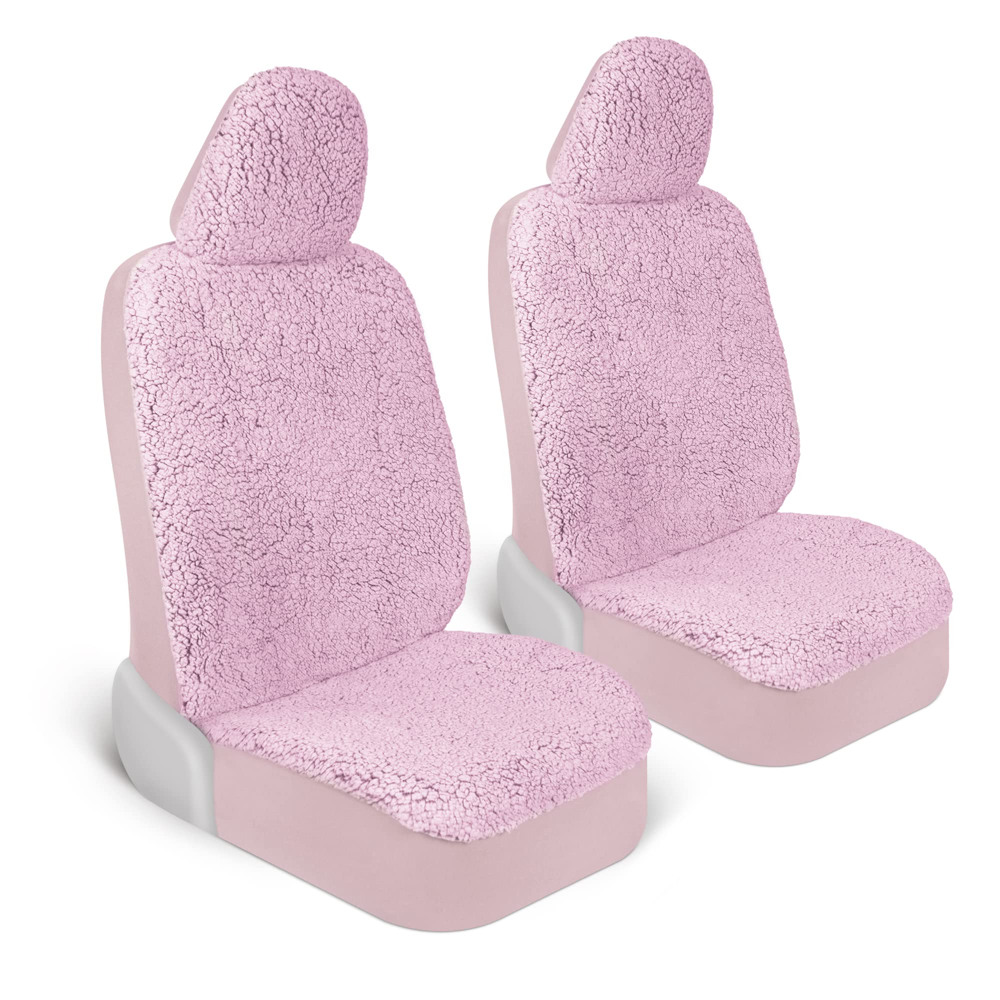 Carbella Plush Sherpa Fleece, 2 Pack Pink Seat Cover for Cars with Soft Cushioned Touch, Cute Automotive Interior Protector for 