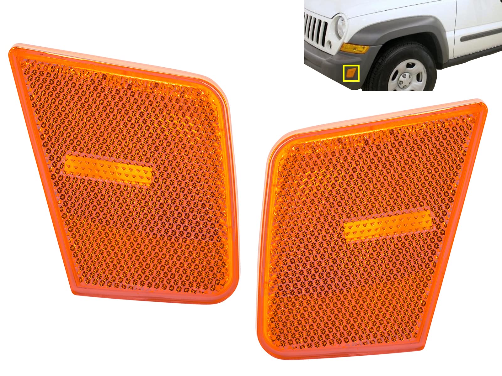 Auto Parts Avenue APA Replacement for Side Marker Lamp 2005 2006 2007 Liberty Driver Passenger PAIR Set 55156882AB 55156883AB CH