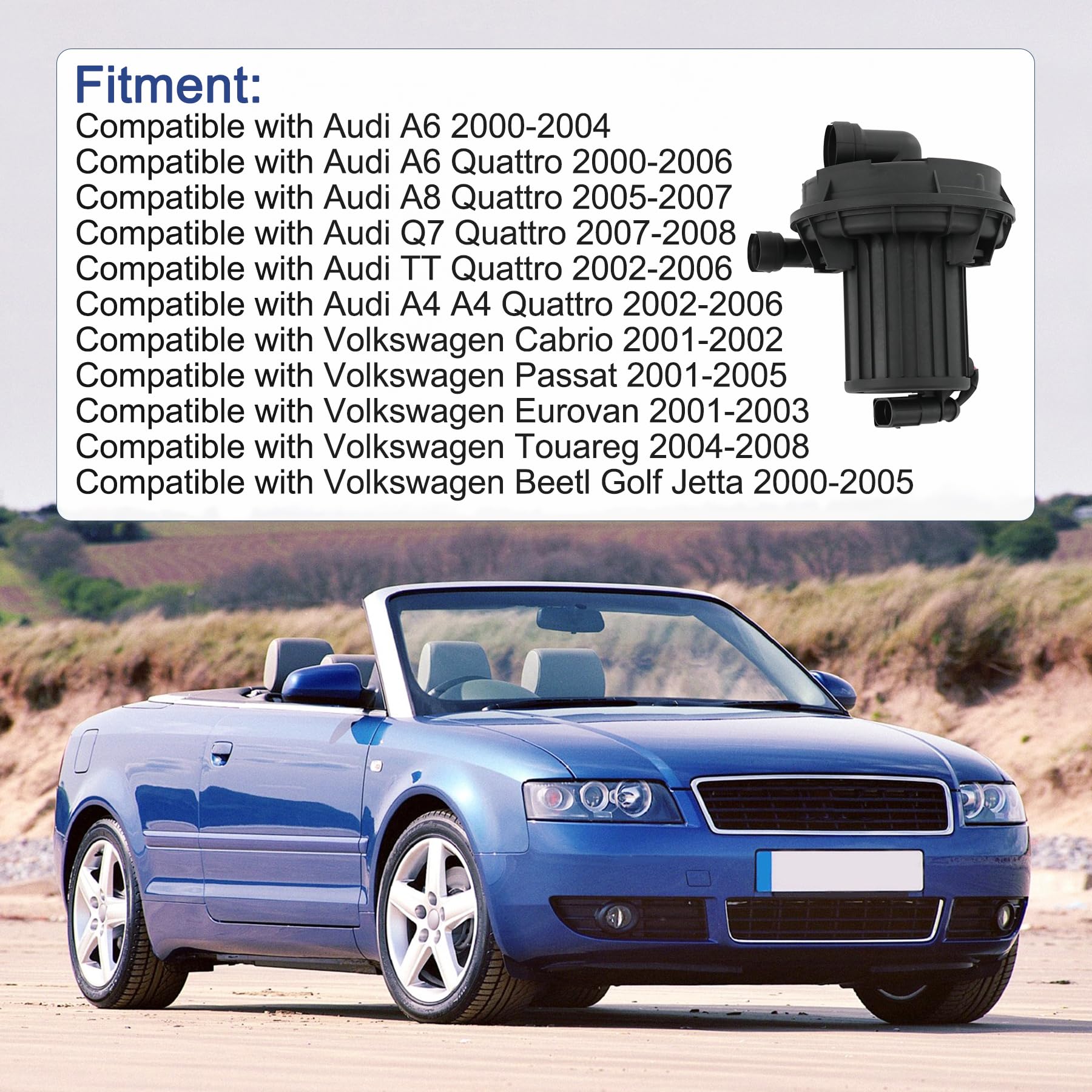 New Secondary Air Pump Smog Air Pump 06A959253B Replacement For Audi A4 A6 A8 Q7 Vw Jetta