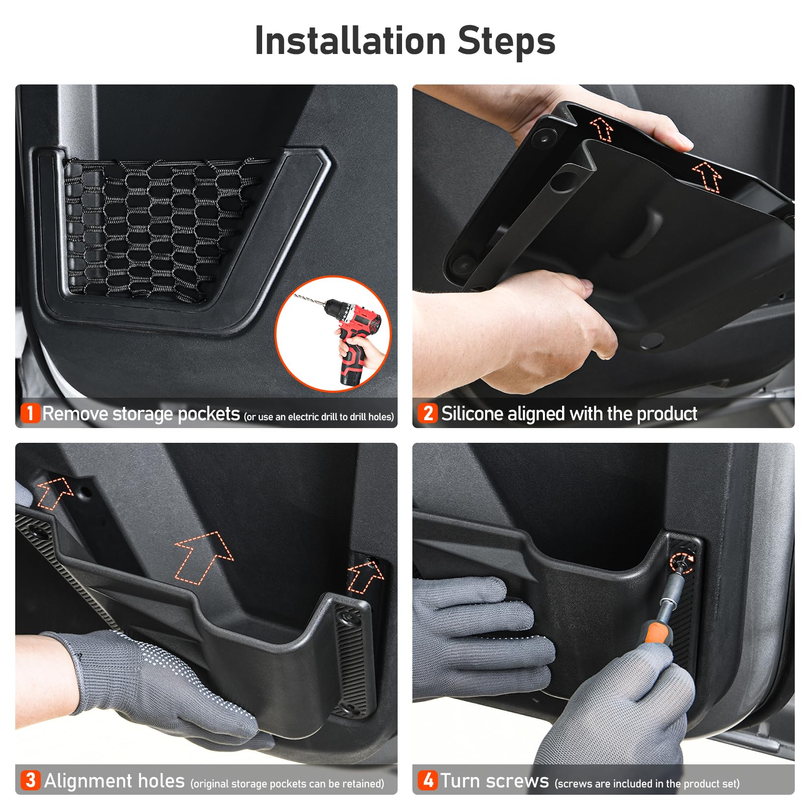 Lepz 2Pcs Rear Door Storage Pockets Compatible For Ford Bronco Accessories,Door Side Organizer Box Fit Bronco 4-Door 2021 2022 2