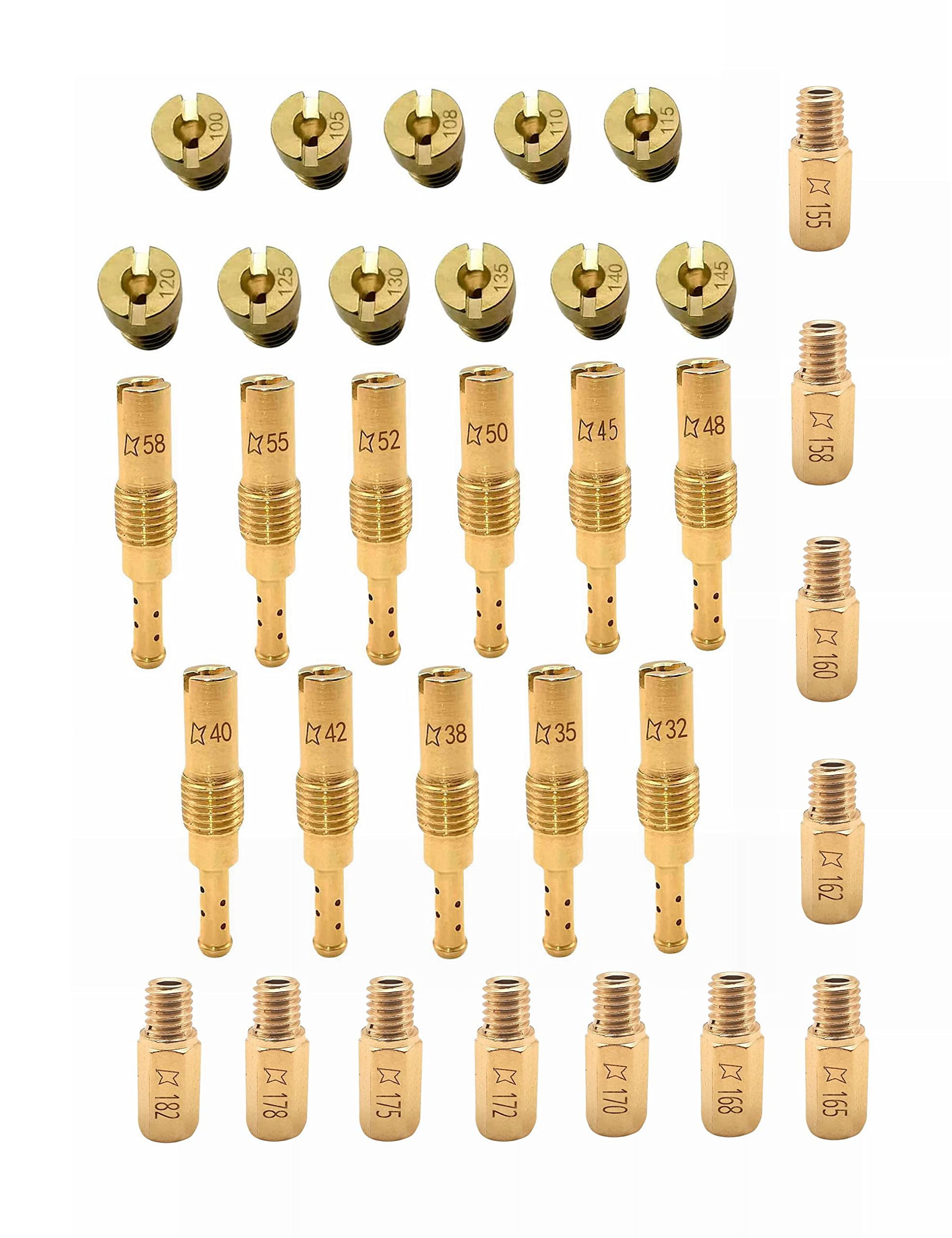 Aftermarket 33Pcs Carburetor Jet Kit W/ 11Pcs Slow Pilot Jets And 22Pcs Main Jets For Honda Pwk Keihin Oko Cvk Koso Pe Pwm Yamaha Mikuni Carb Upgrade And Rebuild