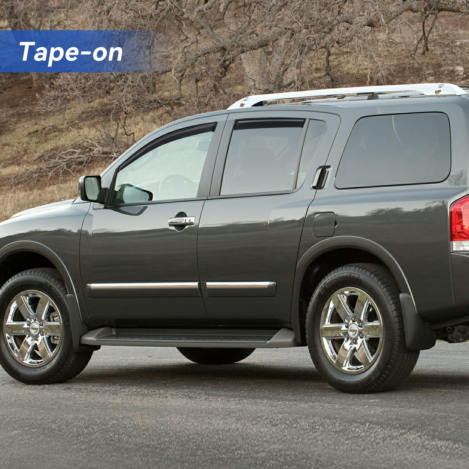 Window Visors Rain Guards Shield for 2004-2016 Nissan Armada, Out-Channel Window Vent Wind Deflectors Visors Shades for 04-16 Ar