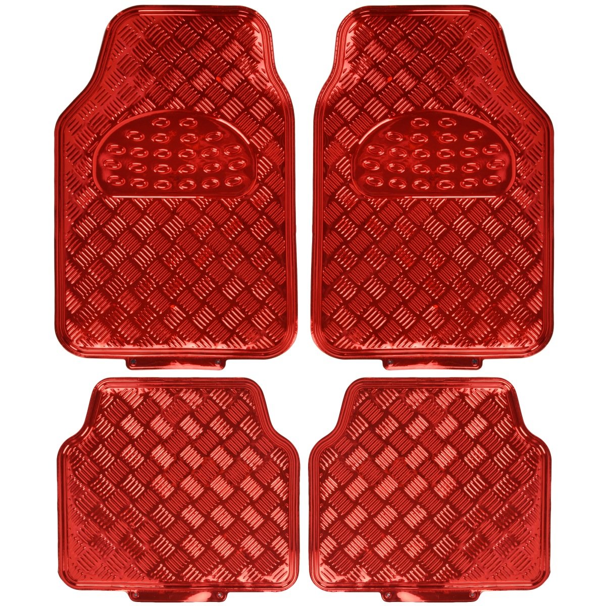 Bdk Red All Weather Heavy Duty Car Floor Mats Interior Liners For Auto Van Truck Suv, Fits Front & Rear