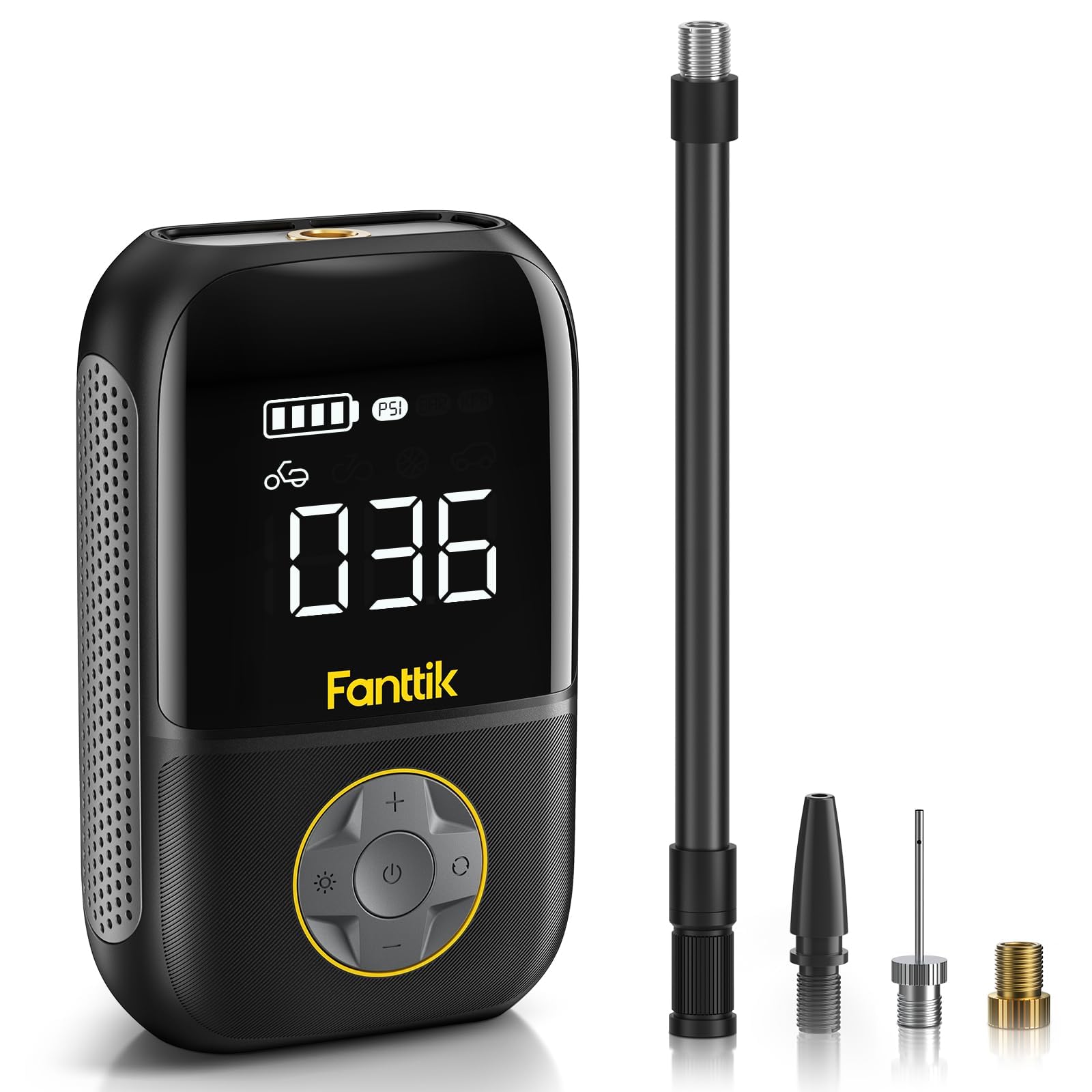Fanttik X8 Portable Tire Inflator, Lightweight For Motorcycle Tire, Cordless Air Compressor Pump, Rechargeable Battery, 150Psi With Digital Screen And Led For E-Bike, Bicycle, Car
