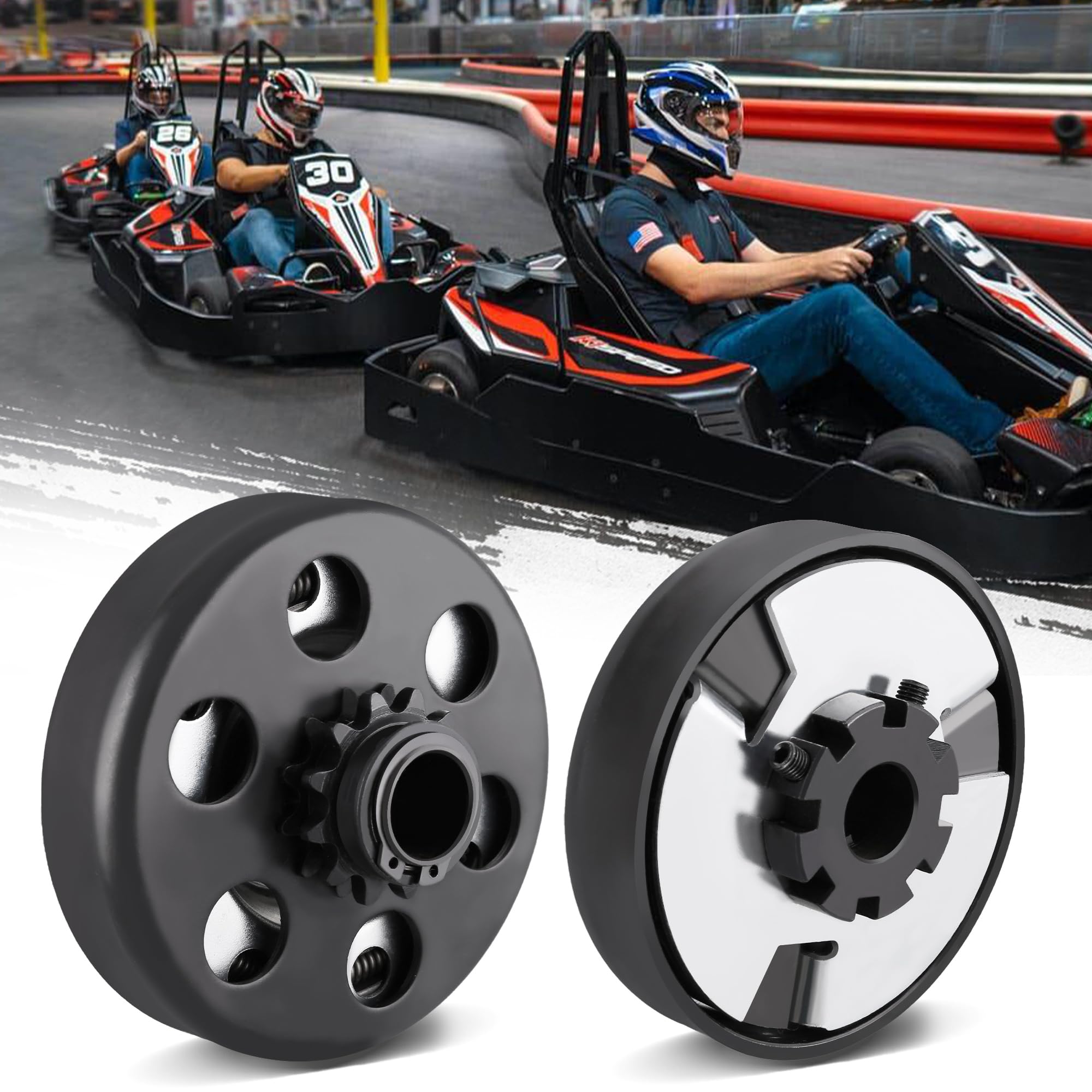 Lotfancy Go Kart Clutch 3/4 Bore 12T For #35 Chain, Predator 212 Engine Centrifugal Clutch, With Screws Allen Wrench Clutch Bolts And Nuts Kit