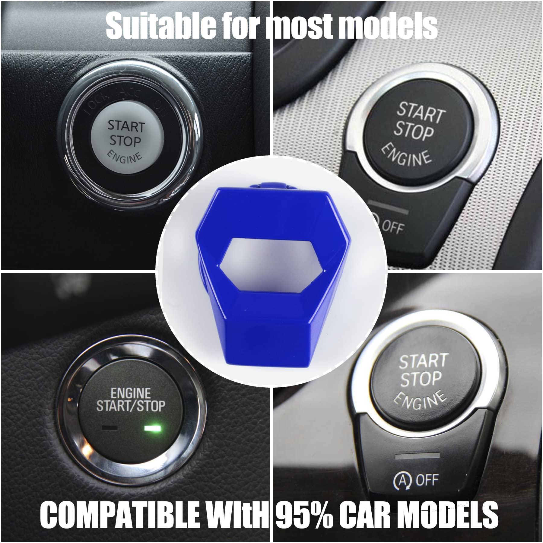Singaro Universal Engine Start Stop Button Cover, Car Power Control Zinc Alloy Trim, One Button Start Button Cover Interior Accessories(Blue)