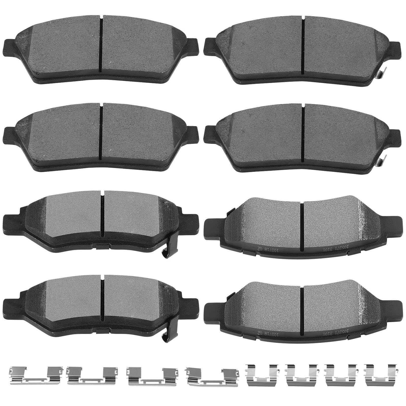 Scitoo Disc Brake Pad Set Front Ceramic Rear Semi-Metal 8Pcs W/Hardware Fit For Cadillac For Srx 2010-2016,For Saab For 9-4X 201