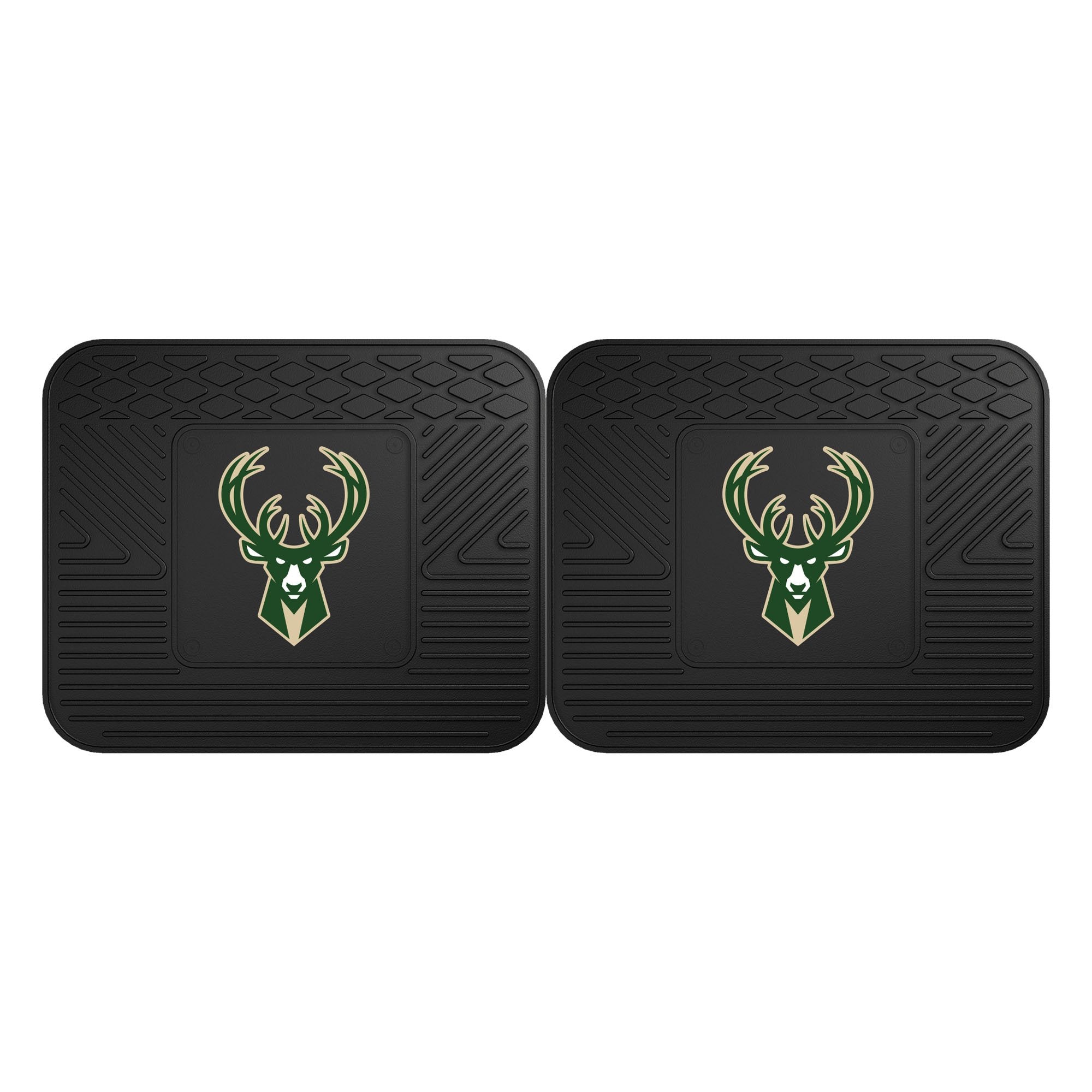 Fanmats 9326 Milwaukee Bucks 2-Piece Heavy Duty Vinyl Car Mat Set, Front Row Floor Mats, All Weather Protection, Universal Fit, Deep Resevoir Design