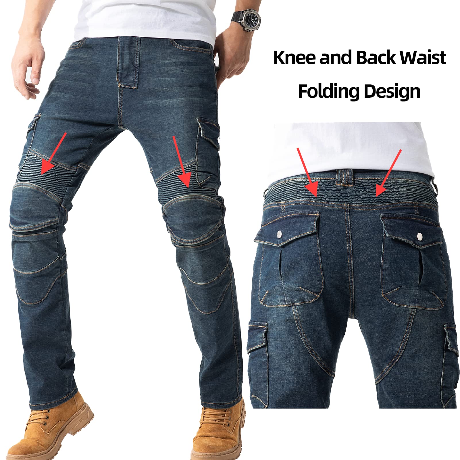 Ctbqitom Motorcycle Pants For Men Motocross Riding Pants Motorbike Riding Denim Jeans With Ce Armor,Blue,28