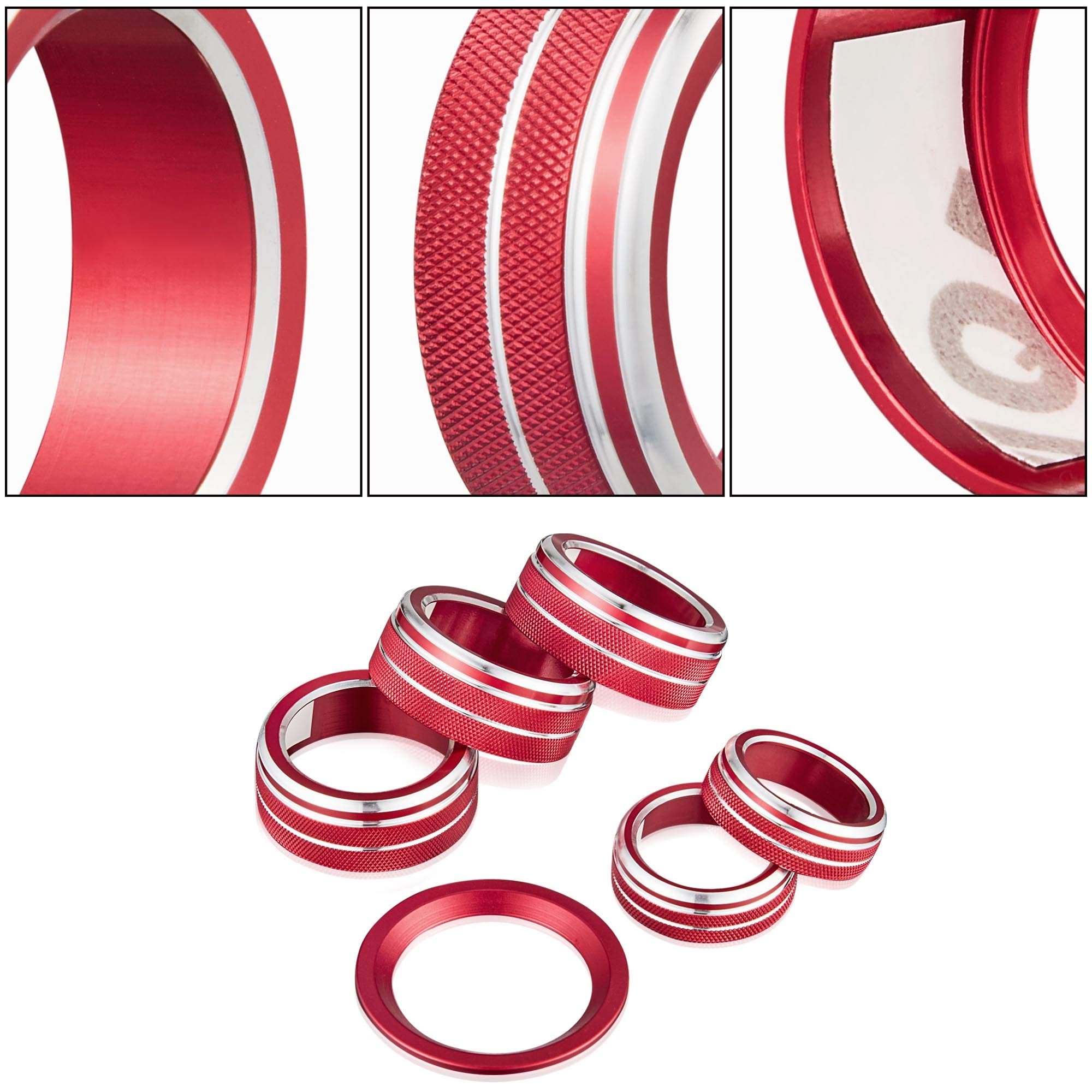 Tomall 6Pcs Aluminum Centre Console Switch Cover Compatible With Honda 10Th Accord Sedan Sport Ex Ex-L Lx 2018-2022 Sound Volume Knob Ac Air Conditioning Knob Engine Start Stop Button Cover Trim (Red)