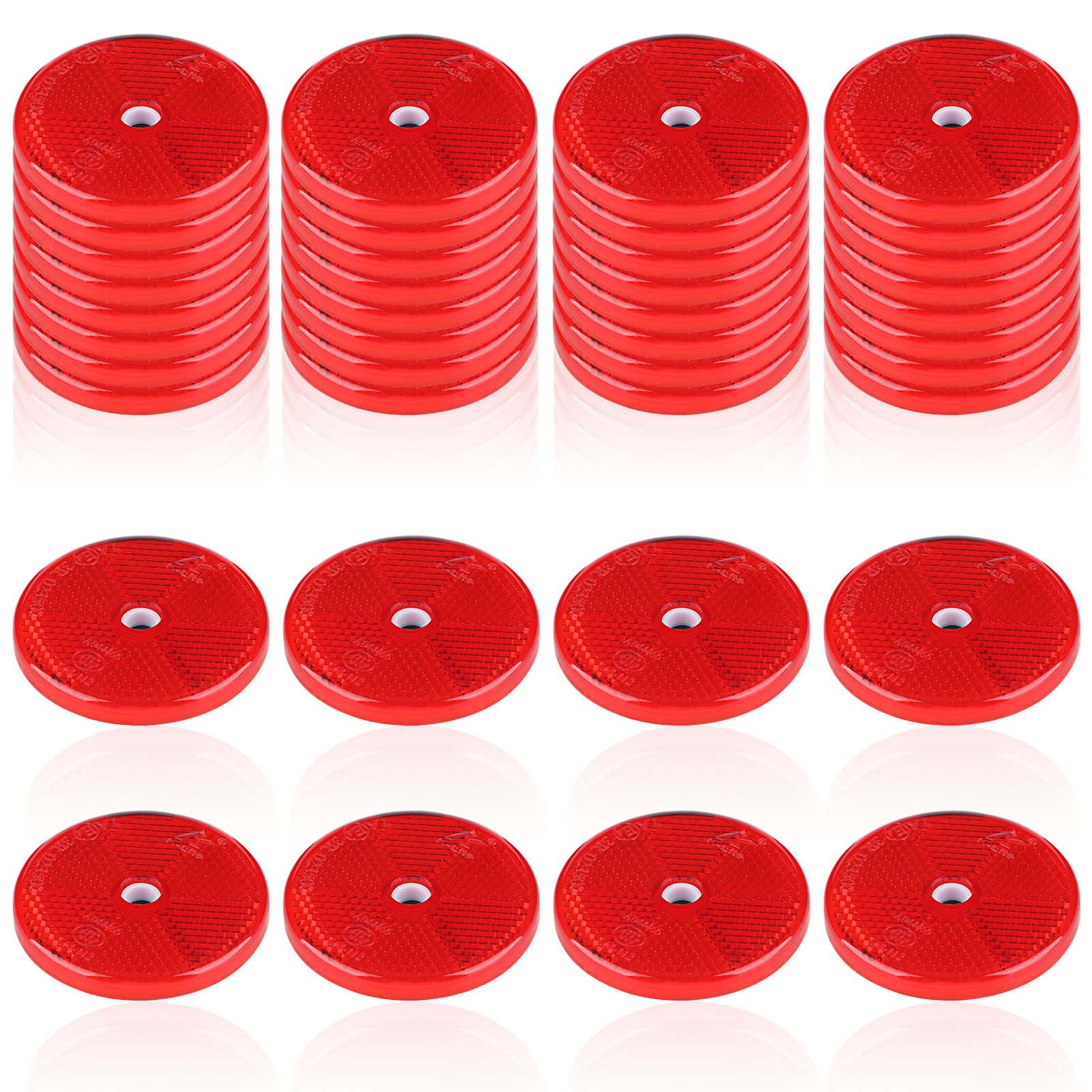 Kingdder 32 Pcs Front Reflector Round Reflector For Driveway Fence Gate Posts Trailers Safety Reflectors With Center Mounting Ho