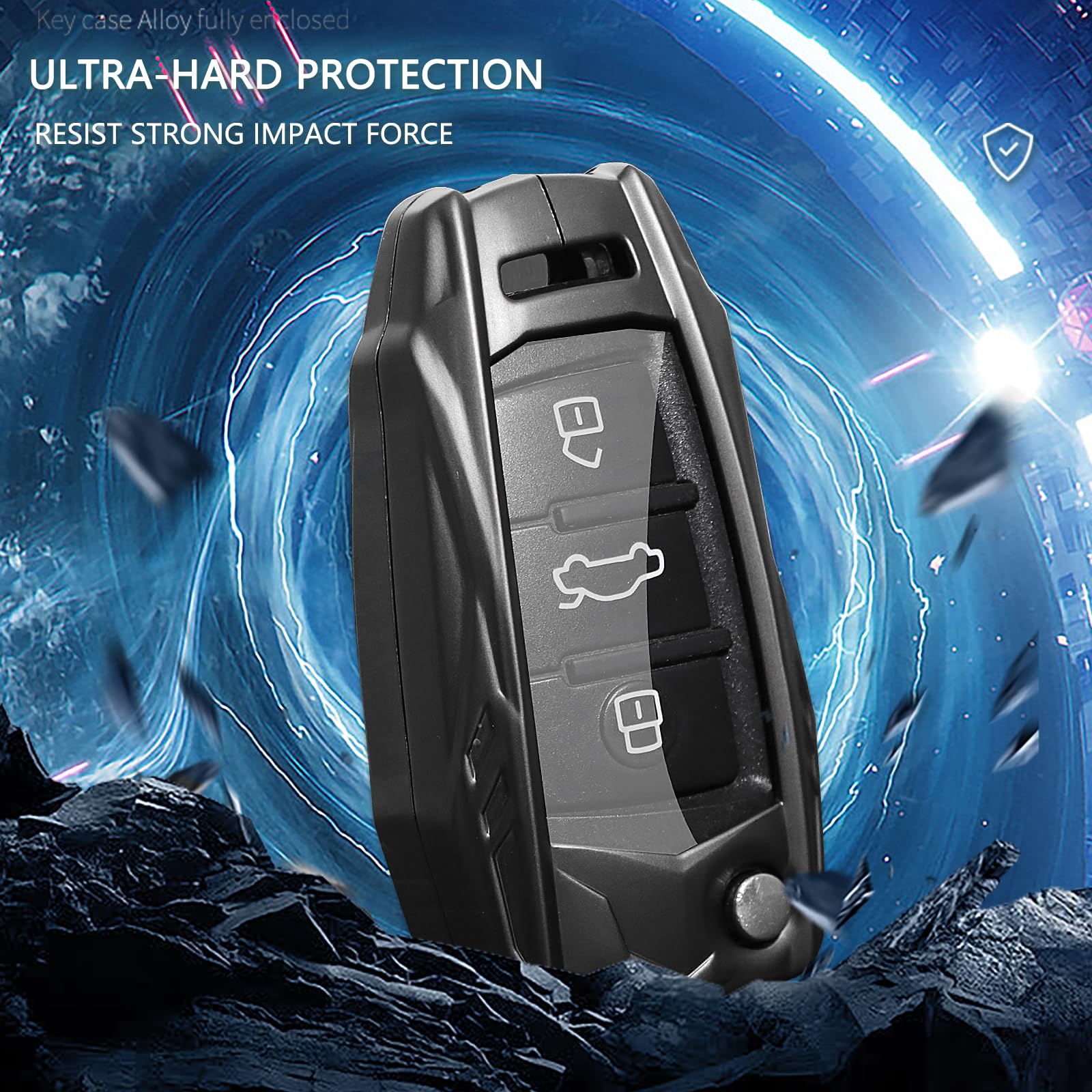 Ocezbiis For Audi Key Fob Cover,Keychain,Zinc Alloy Protection Car Key Case Compatible With A1 A3 Q3 Q7 R8 A6L Tt Tts Smart Remo