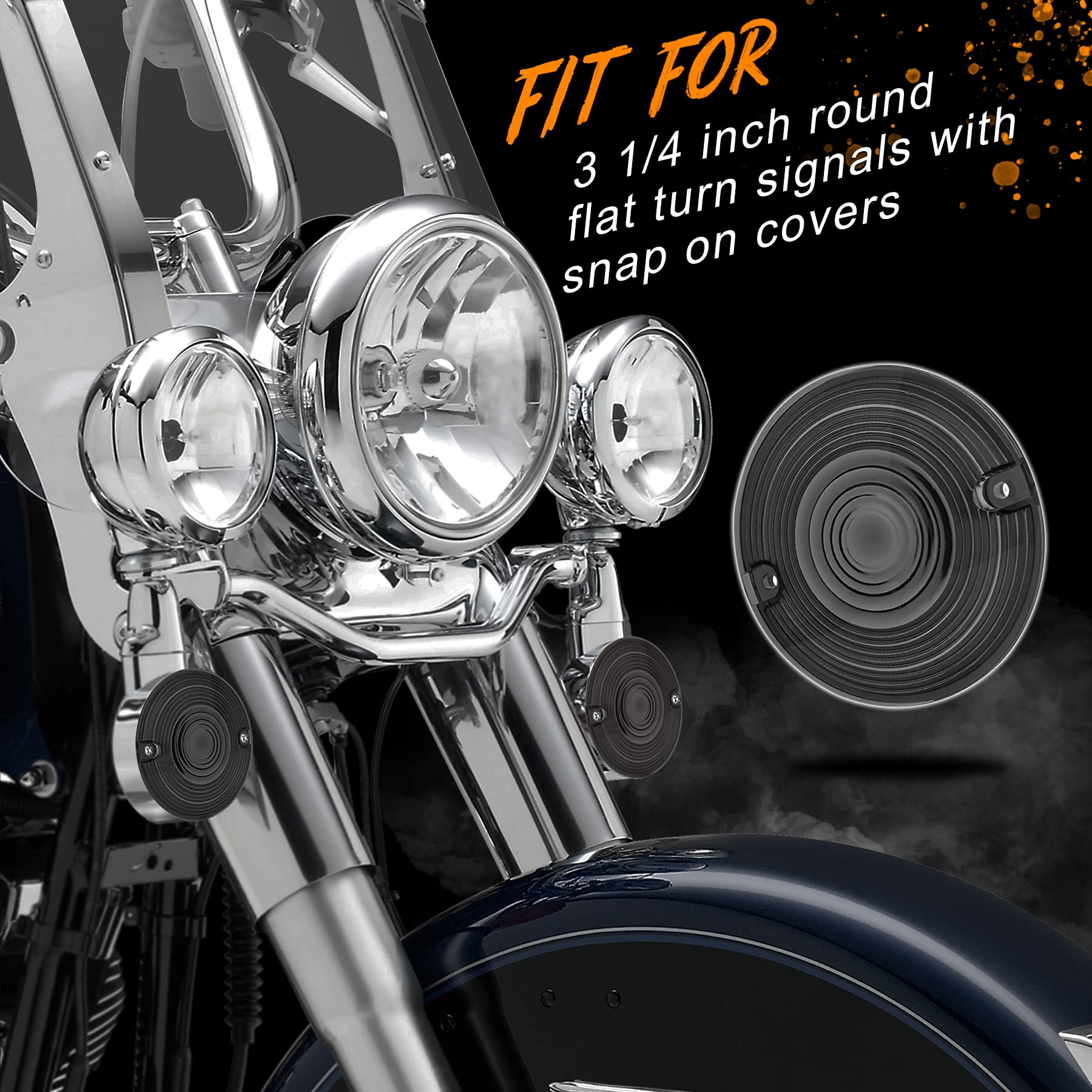 Quasco Smoked Turn Signal Lens Cover For 3 1/4 Inch Flat Blinkers Compatible With Harley Street Glide Special Touring Softail Sp