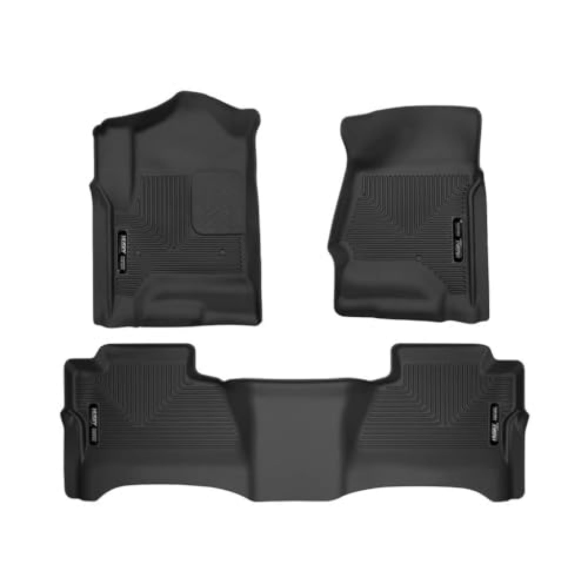 Husky Liners Weatherbeater Floor Mats | Fits 2014 - 2018 Chevrolet Silverado & Gmc Sierra 1500 Crew Cab; 15-19 Silverado/Sierra 2500/3500 Crew Cab (Footwell Cvg) | Front & 2Nd Row, 3-Pc Black - 98231