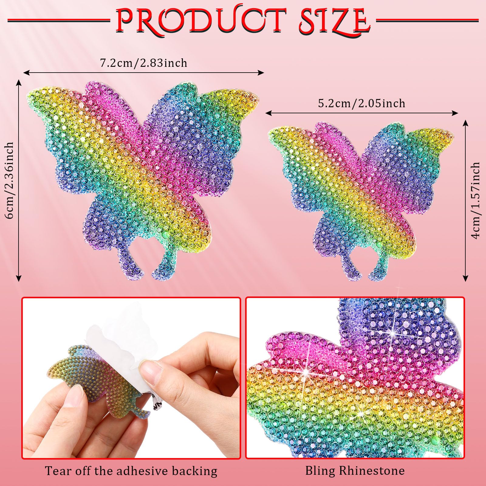 Frienda 8 Pcs Bling Butterfly Car Decals Women Crystal Rhinestone Shiny Butterfly Stickers Accessories For Car Body Bumper Windo