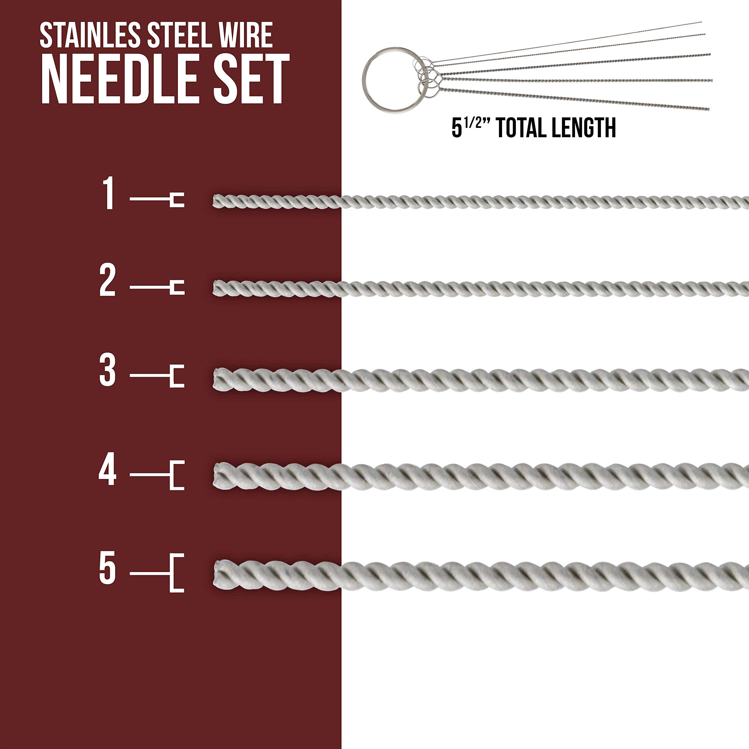 Tcp Global Carburetor, Airbrush, Spray Gun 25 Piece Needle And Brush Cleaning Tool Set Kit - 18 Wire Needles, 5 Brushes, 1 Sharp Pick - Carb Cabon Jet Cleaner, Remove Nozzle Paint, Dirt, Tattoo Tube