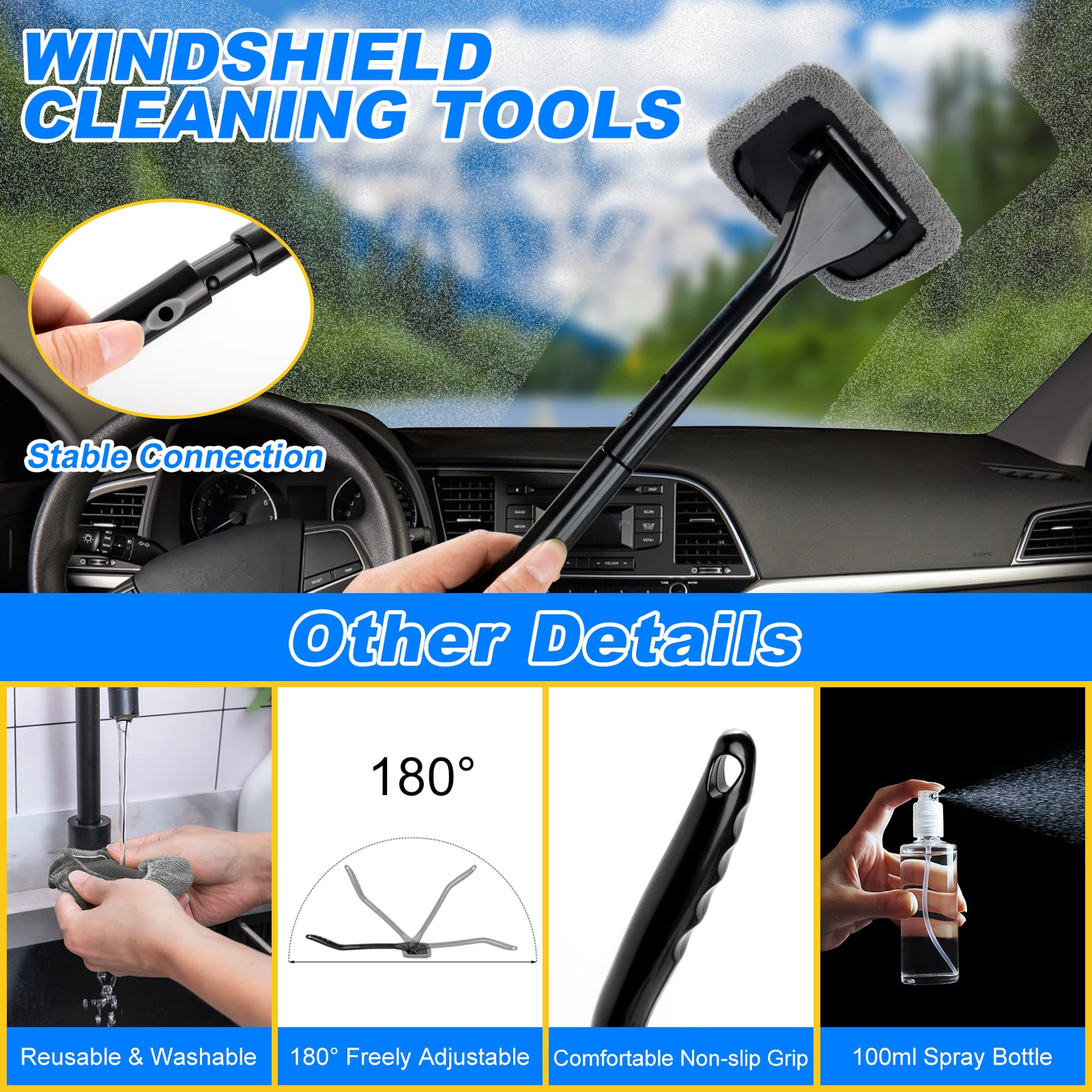 Autodeco 41Pcs Car Cleaning Wash Kit Interior Detailing Cleaner Kit With High Power Handheld Vacuum, Collapsible Bucket, Windshi