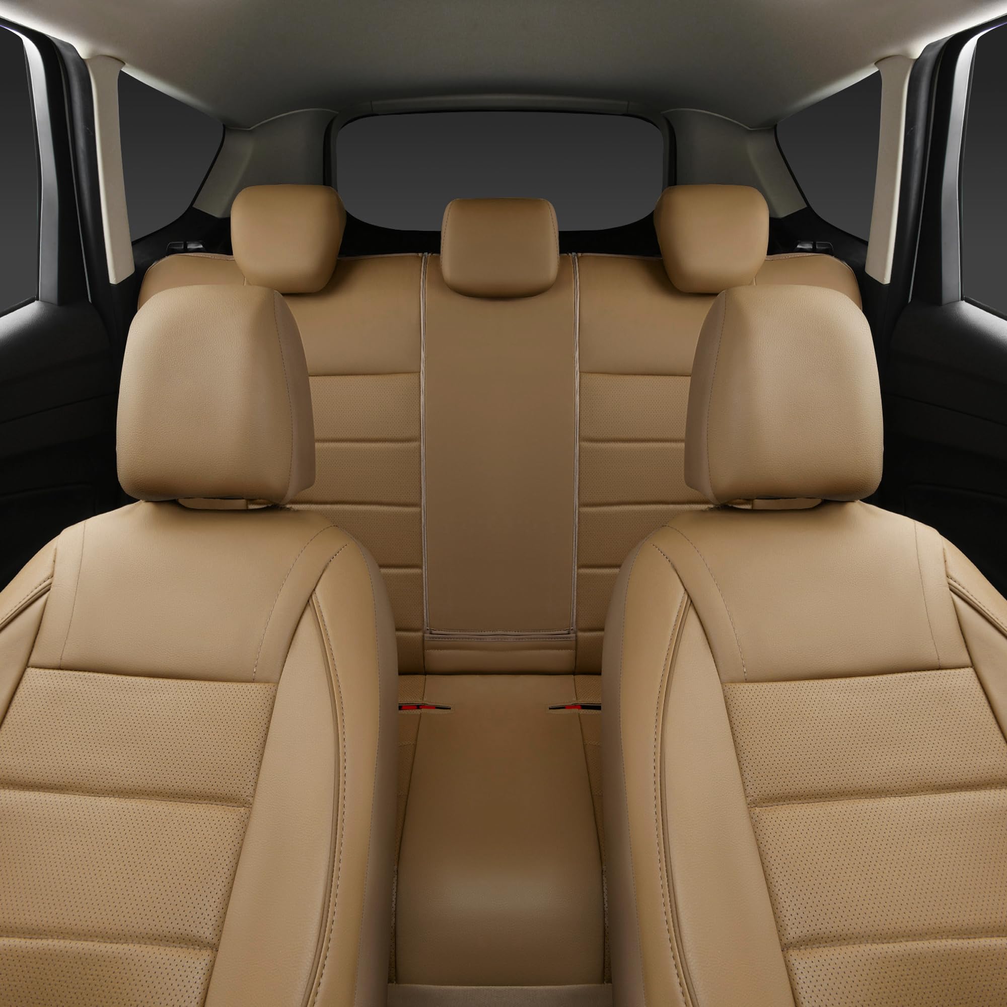 Car Pass Piping Leather Seat Cover,Universal Fit With Composite Sponge Inside,Airbag Compatible And Reserved Opening Holes,Insid