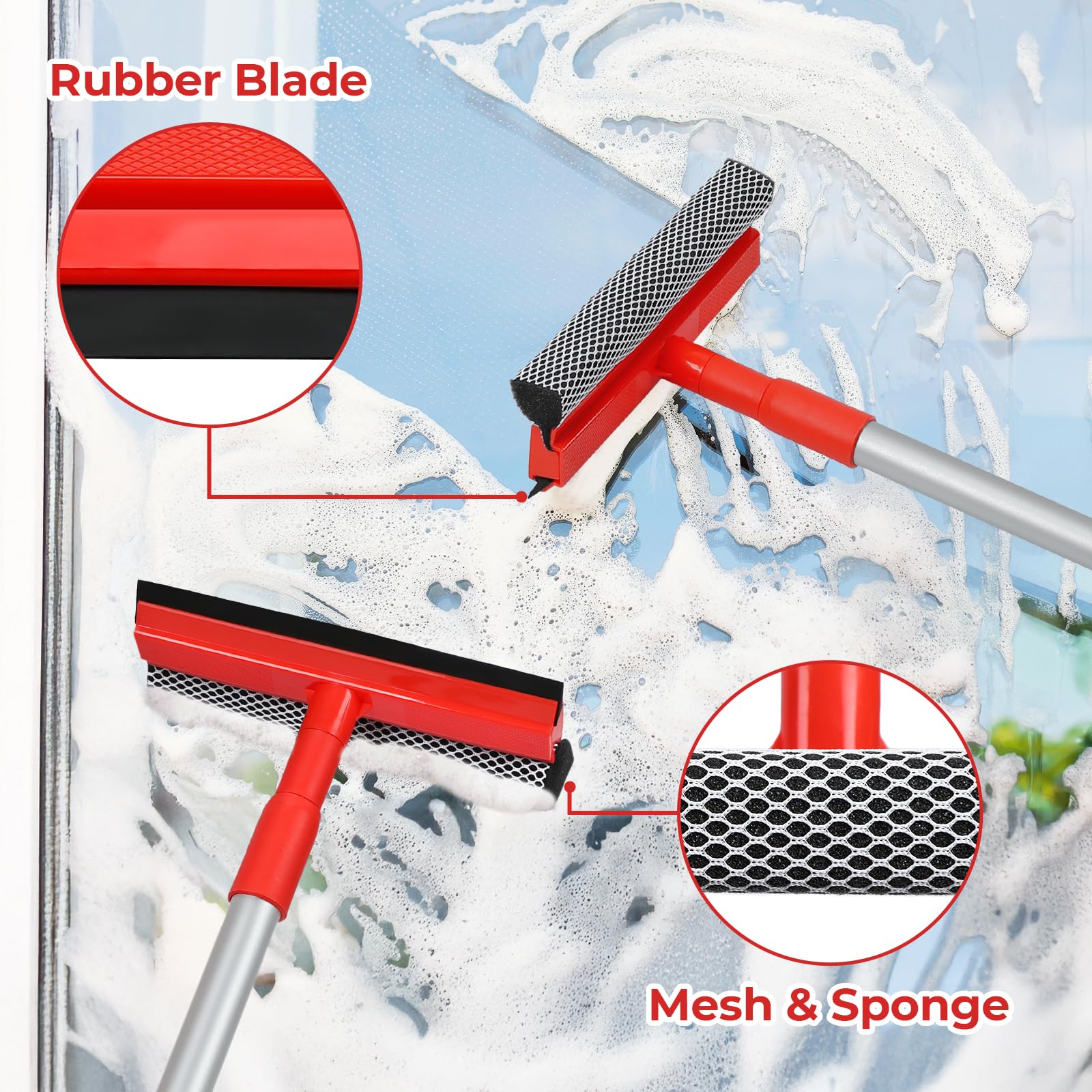 MAVRIZ Windshield Cleaner Tool 2 in 1 Car Window Squeegee with Extendable Handle (18-28.5) Window Cleaner with Squeegee and