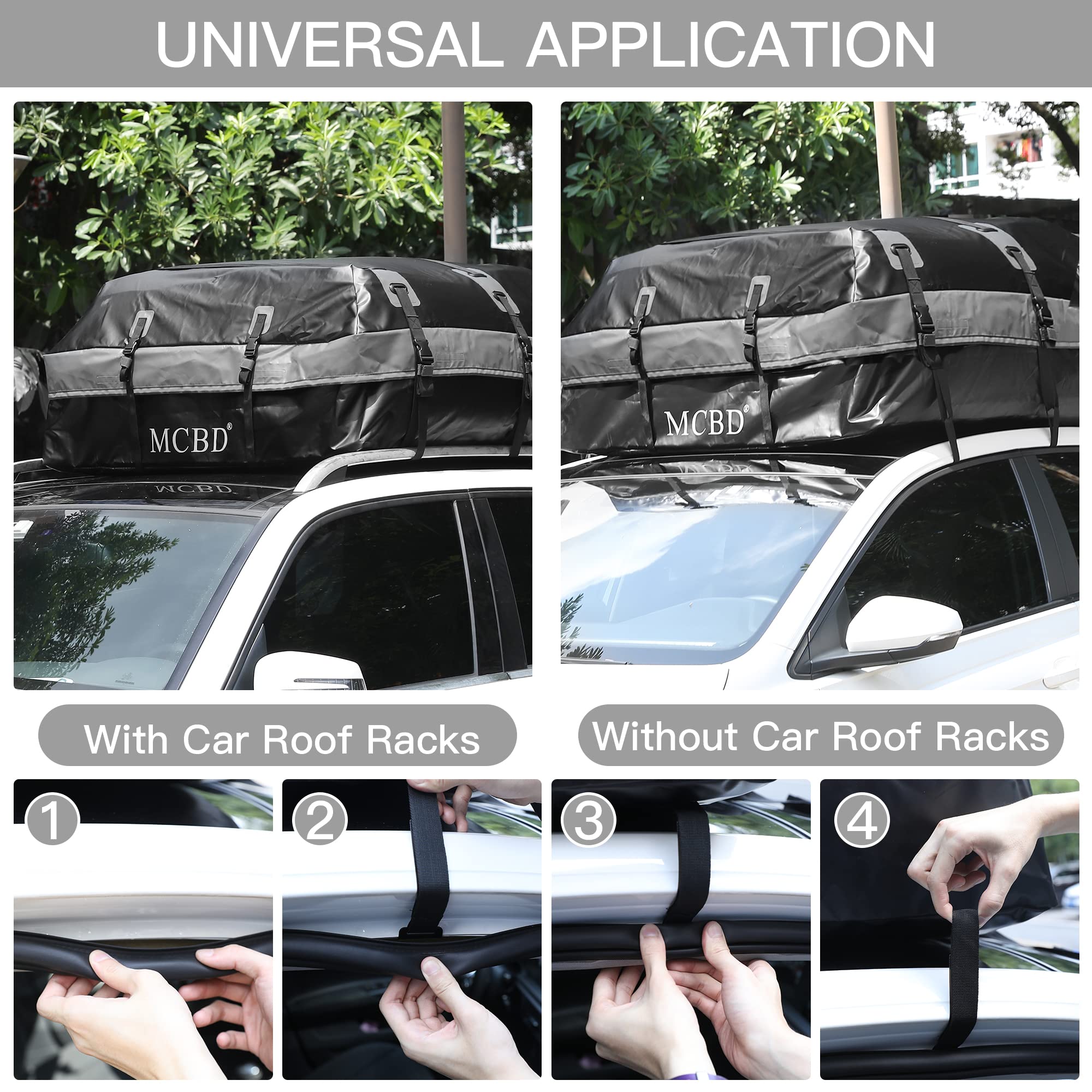 Rooftop Cargo Carrier, 26 Cubic Feet Soft-Shell Waterproof Car Roof Luggage Bag For All Vehicles Suv With/Without Rails, Includes 10 Reinforced Straps 6 Door Hooks Suitable, Storage Bag,Anti-Slip Mat