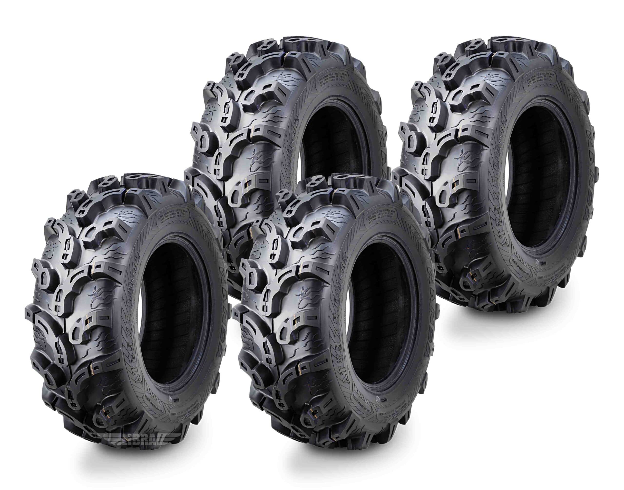 Wanda Set 4 Premium Atv/Utv Tires 25X8-12 25X8X12 Front & Rear Super Lug Mud