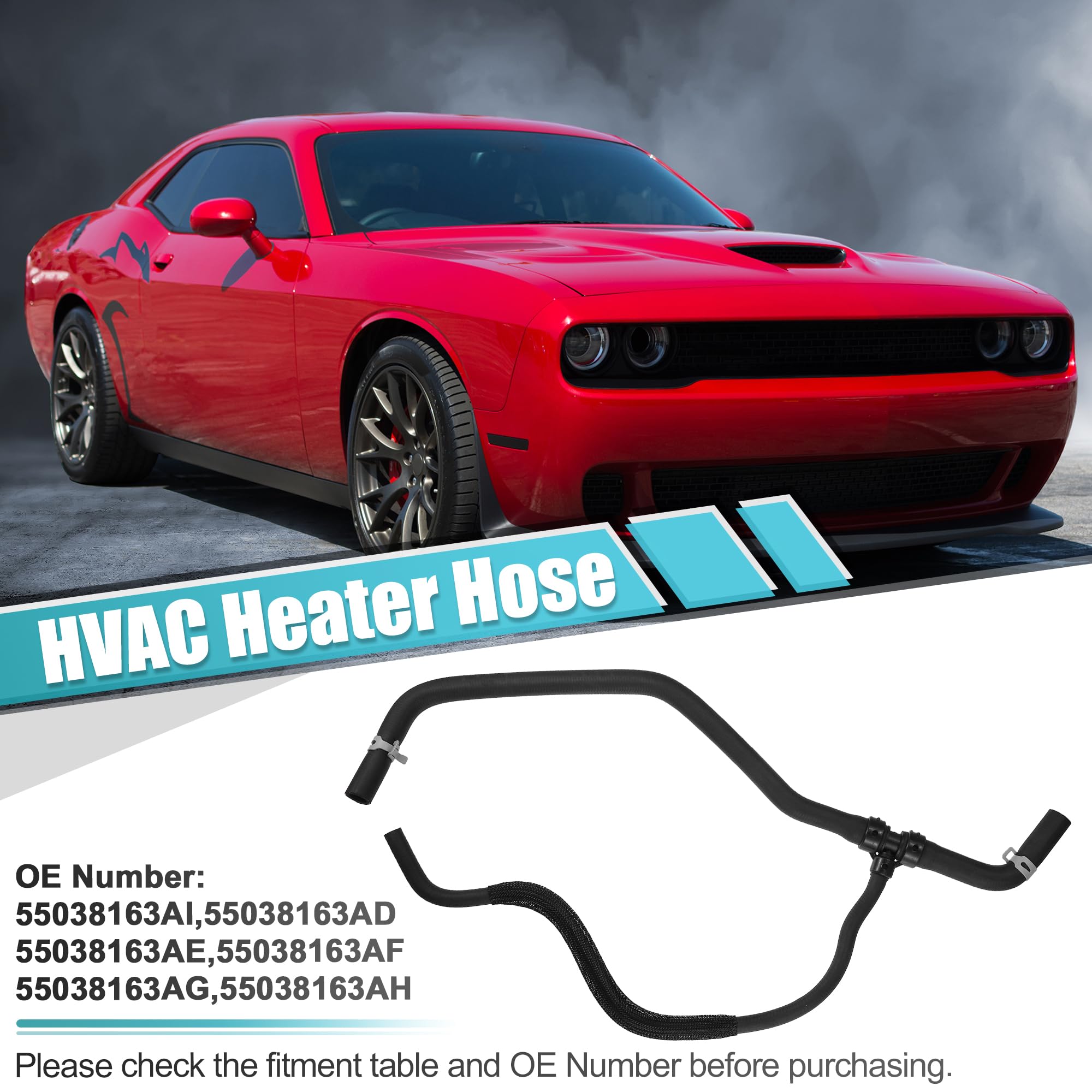 X Autohaux Hvac Heater Hose For Chrysler 300 2011-2020 For Dodge Challenger 2011-2021 For Dodge Charger 2011-2021 Heater Supply Hose Replace No.55038163Ai/55038163Ae
