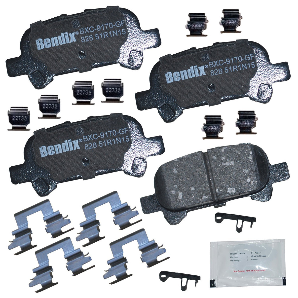 Bendix Priority1 Cfc828 Ceramic Rear Brake Pads For Toyota Avalon 2007-2000, Camry 2006-2000, Solara 1999, Solara 2008-2001