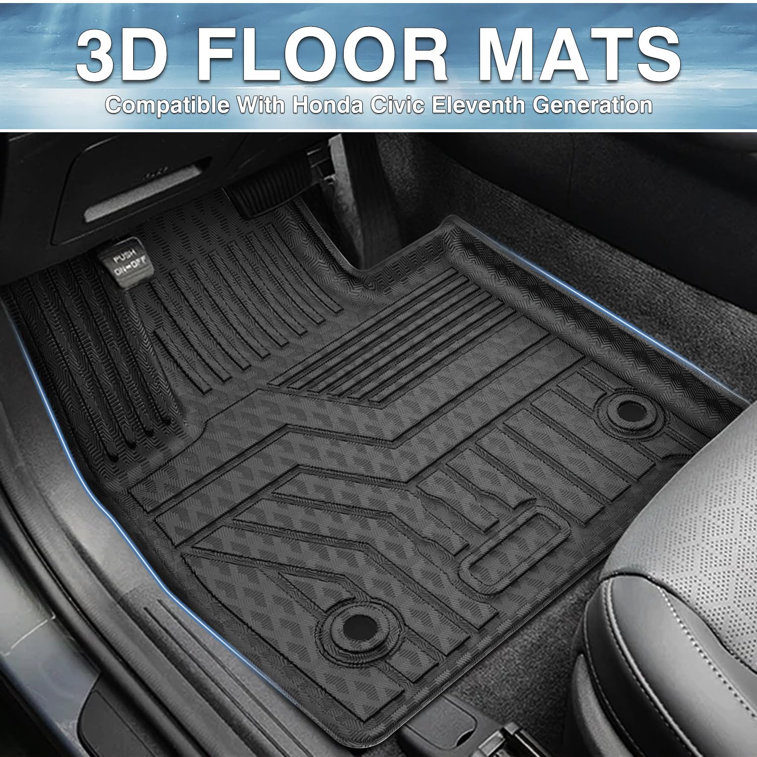 Mixsuper Floor Mats for 2022-2025 Honda Civic/ 2023-2025 Acura Integra, Not for 2nd Row with USB Ports, All Weather Floor Liners