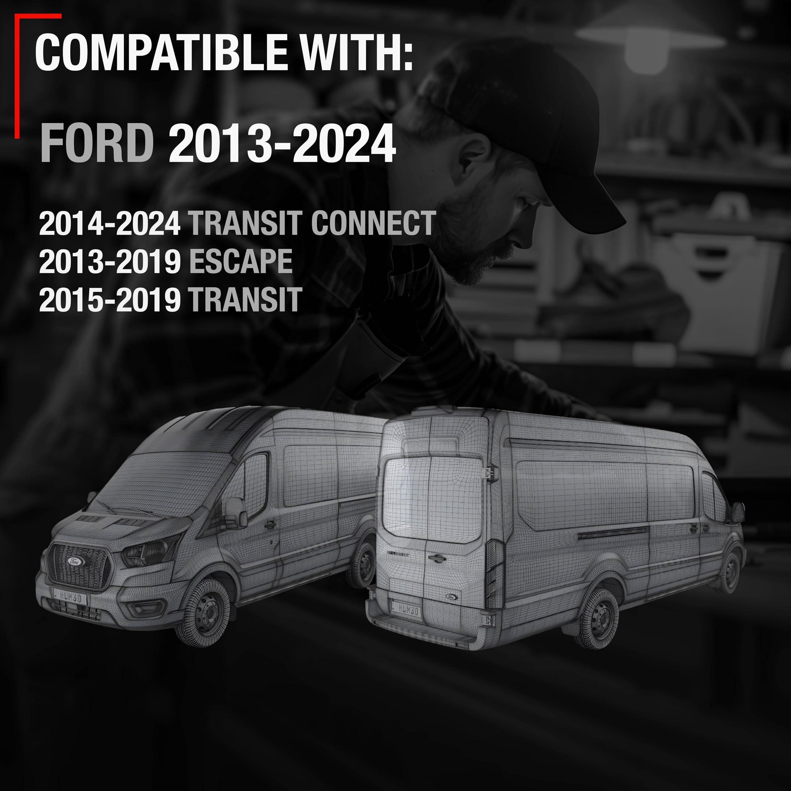 T1A Exterior Front & Rear Driver And Passenger Door Handle And Cover Set - Compatible With 2012-2019 Ford C-Max, Escape, Focus -