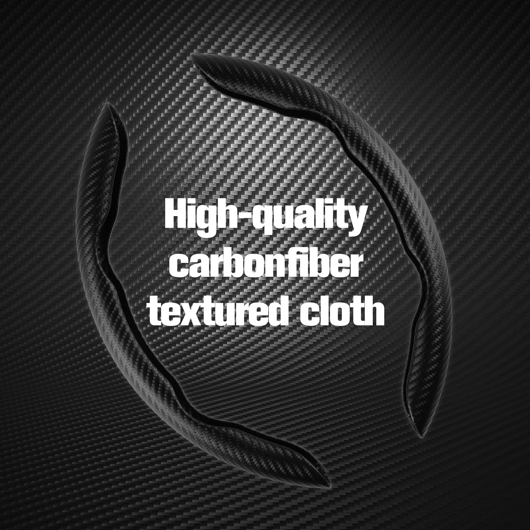 Amiss Car Carbon Fiber Anti-Skid Steering Wheel Cover, Segmented Steering Wheel Protector, Butterfly Cover, Universal 99% Car Wh