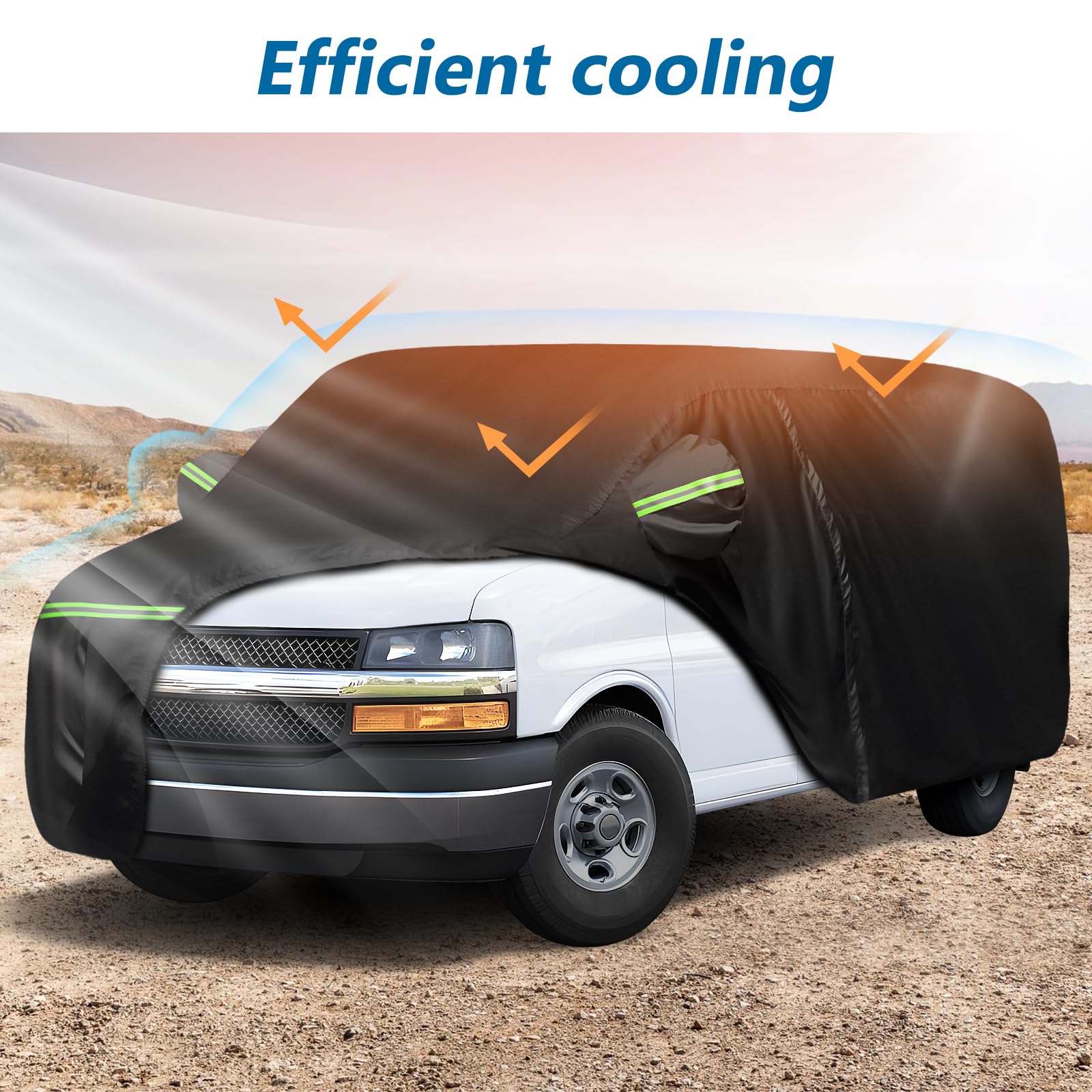 Car Cover for Express Van/GMC Savana Cargo Van 1500/2500/3500 1996-2025 (SWB), 420D Sun Heat Protection Outdoor Full Car Covers