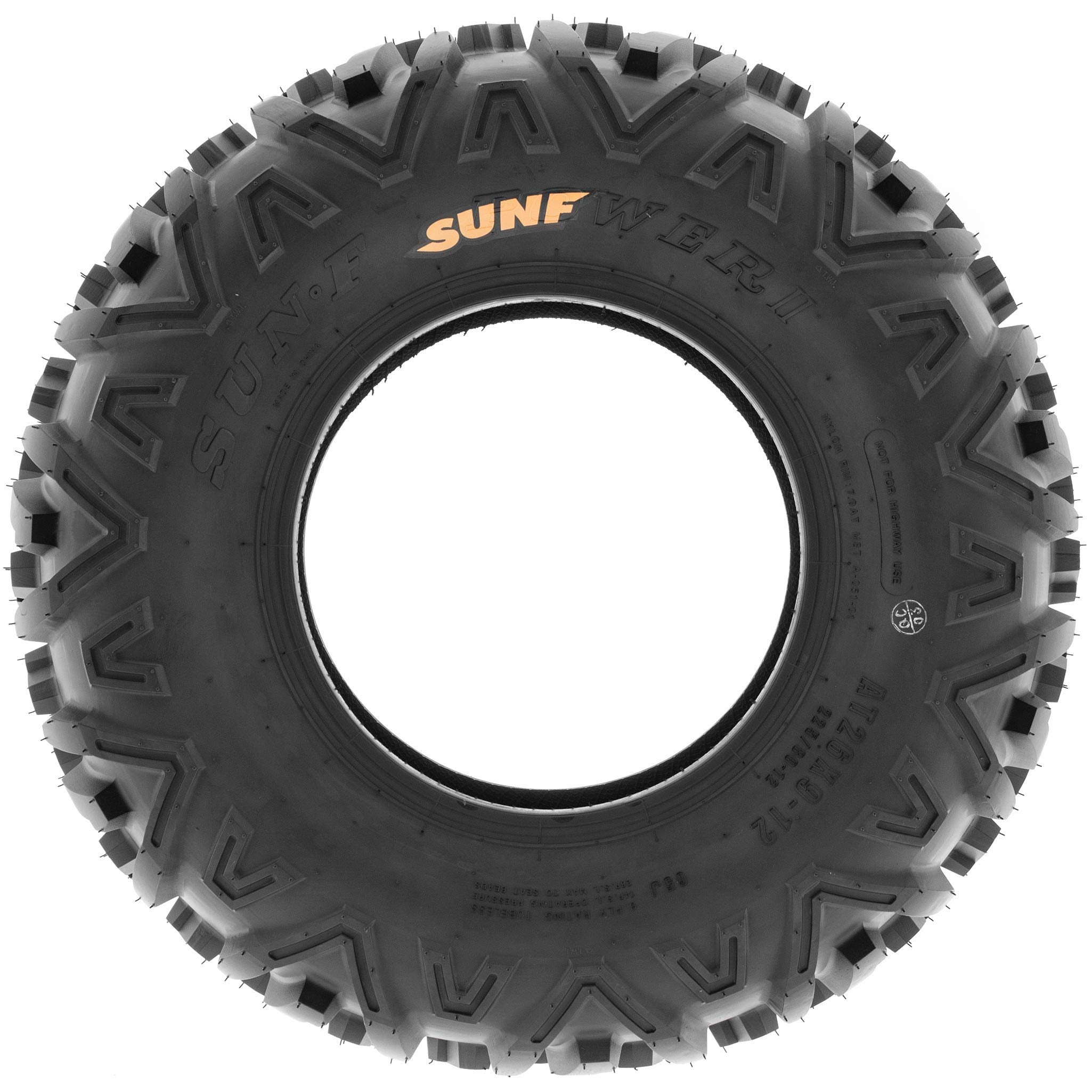Set Of 4 Sunf Power.Ii All-Terrain Off Road Atv Utv Tires 25X8-12 Front & 25X10-12 Rear, 6 Pr Tubeless A051