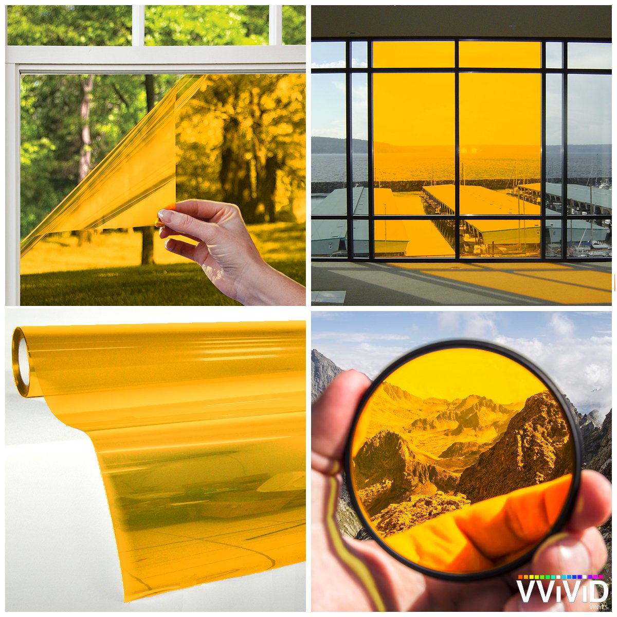 Vvivid Transparent Colorful Vinyl Window Tinting Sheets (5Ft X 6Ft, Yellow)