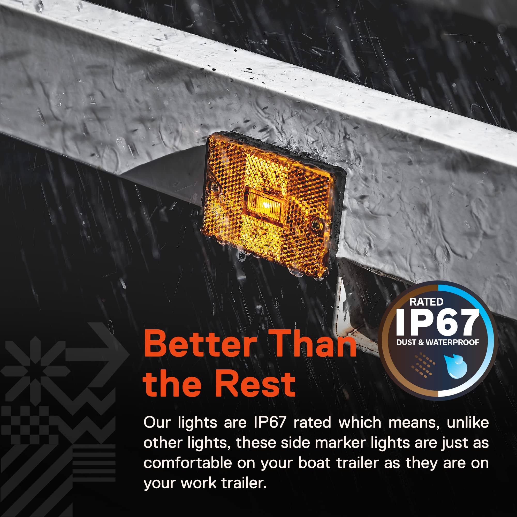 True Mods 2Pc Amber Led Side Marker Light [Dot Certified] [Ip67 Waterproof] [ Integrated Reflector] For Utility Boat Trailers Ov